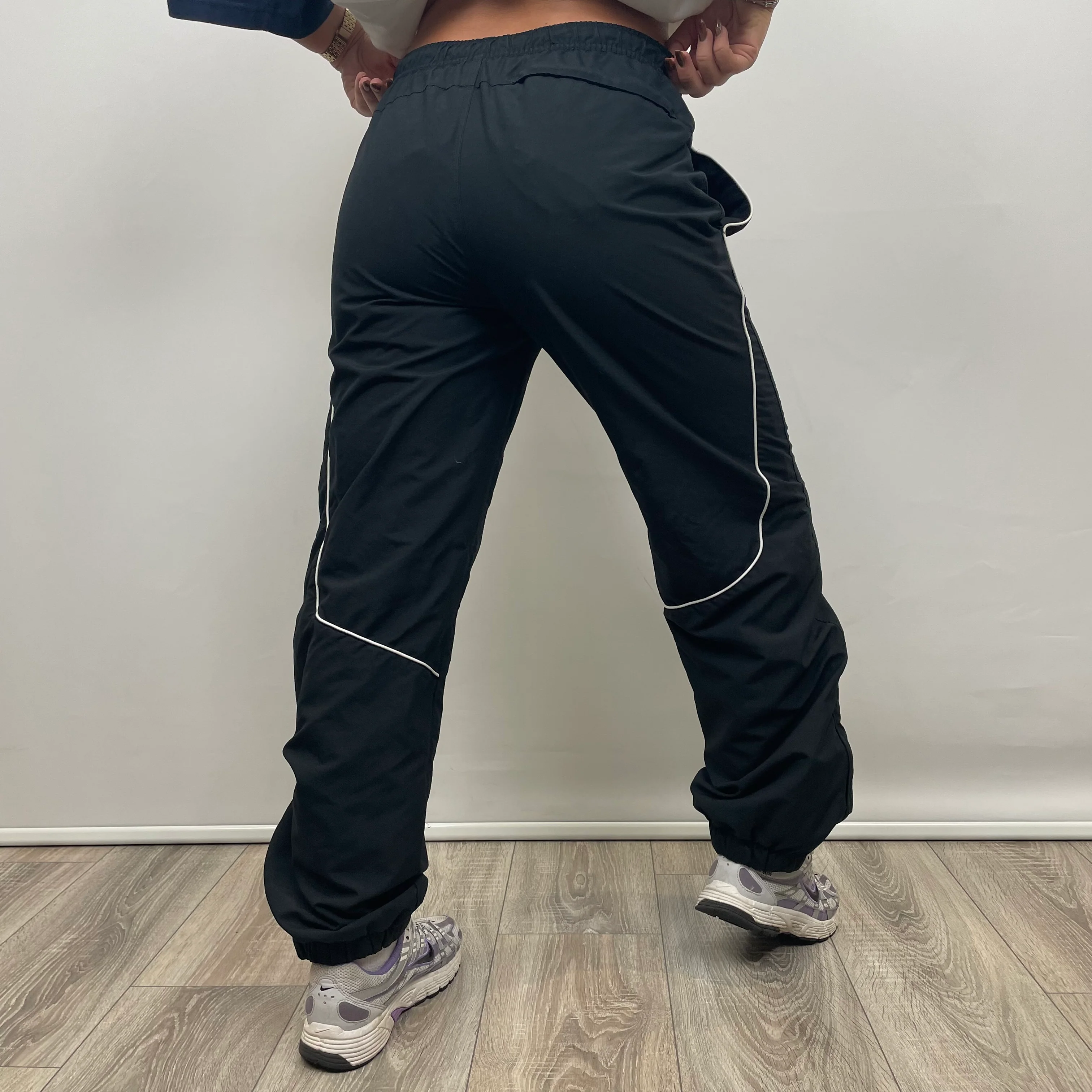 Nike Black Embroidered Spell Out Track Pants (S) - Image 2