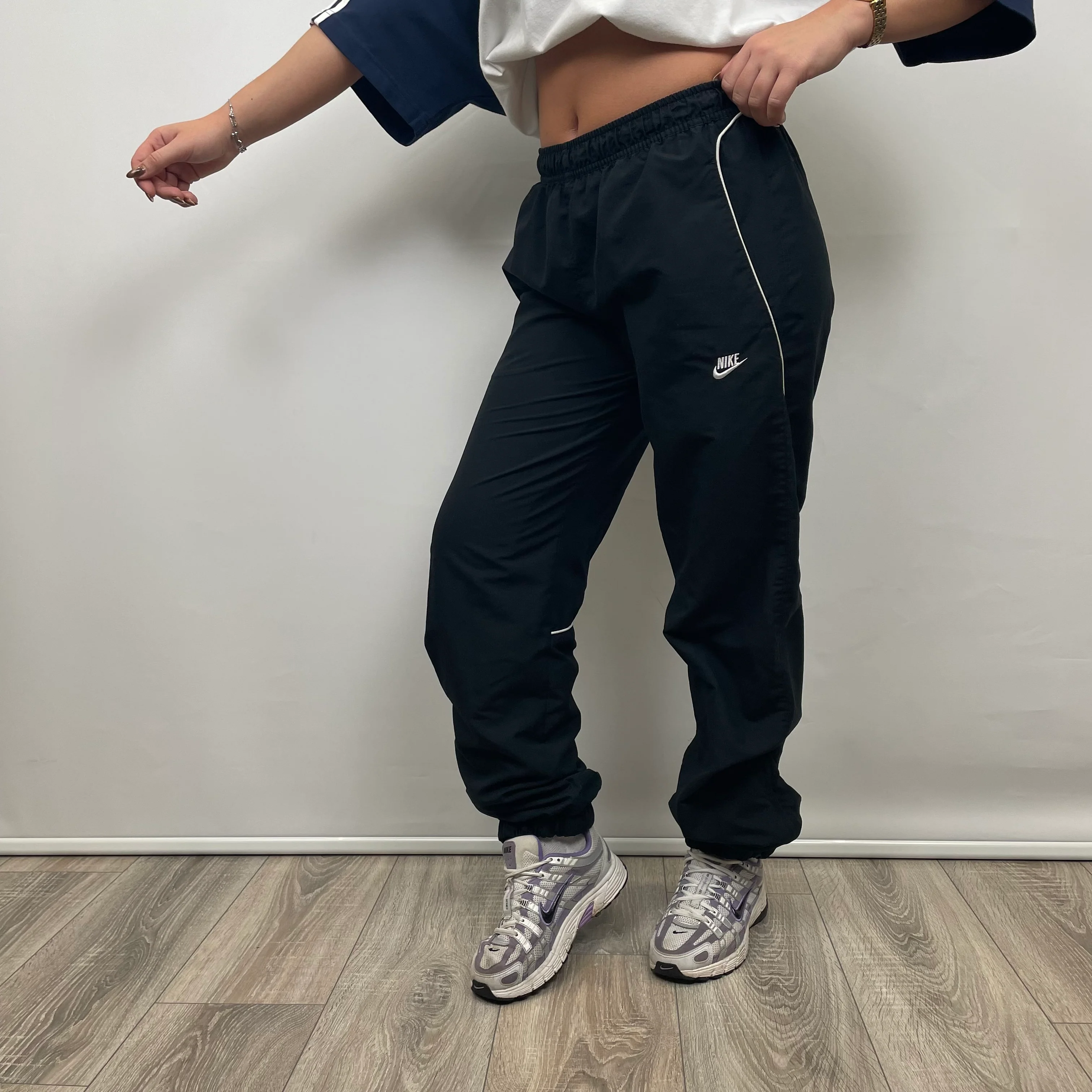 Nike Black Embroidered Spell Out Track Pants (S) - Image 3