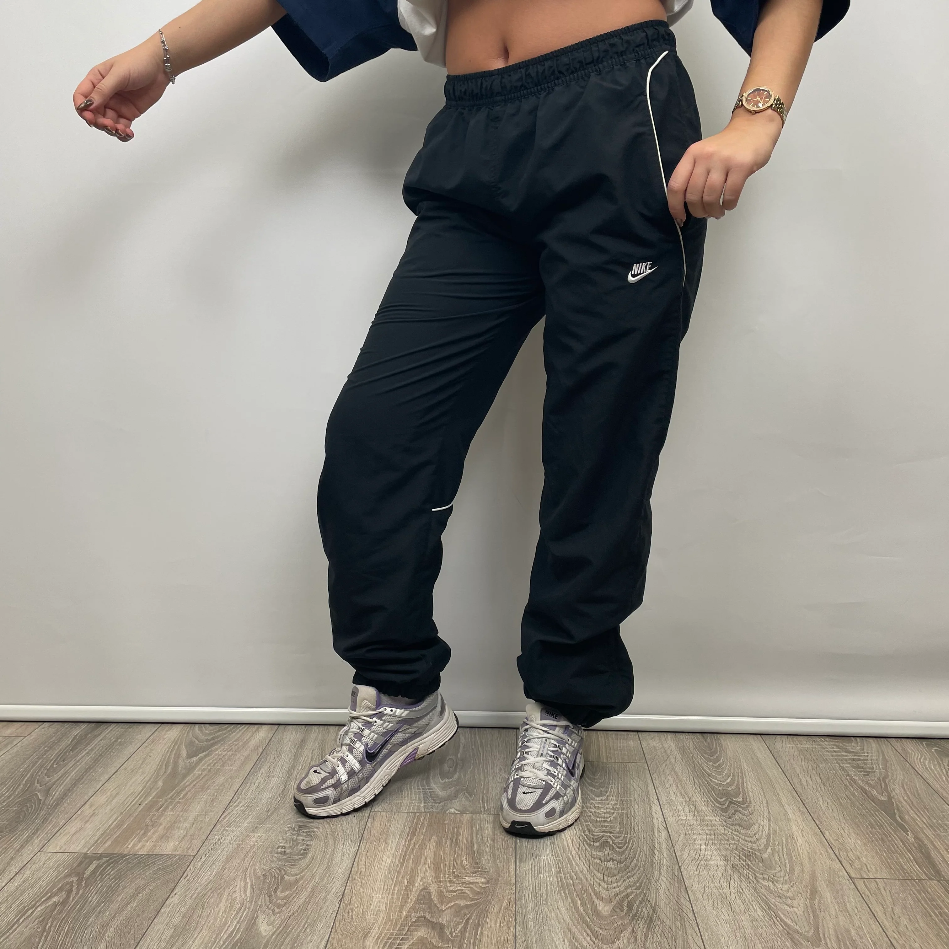 Nike Black Embroidered Spell Out Track Pants (S) - Image 4