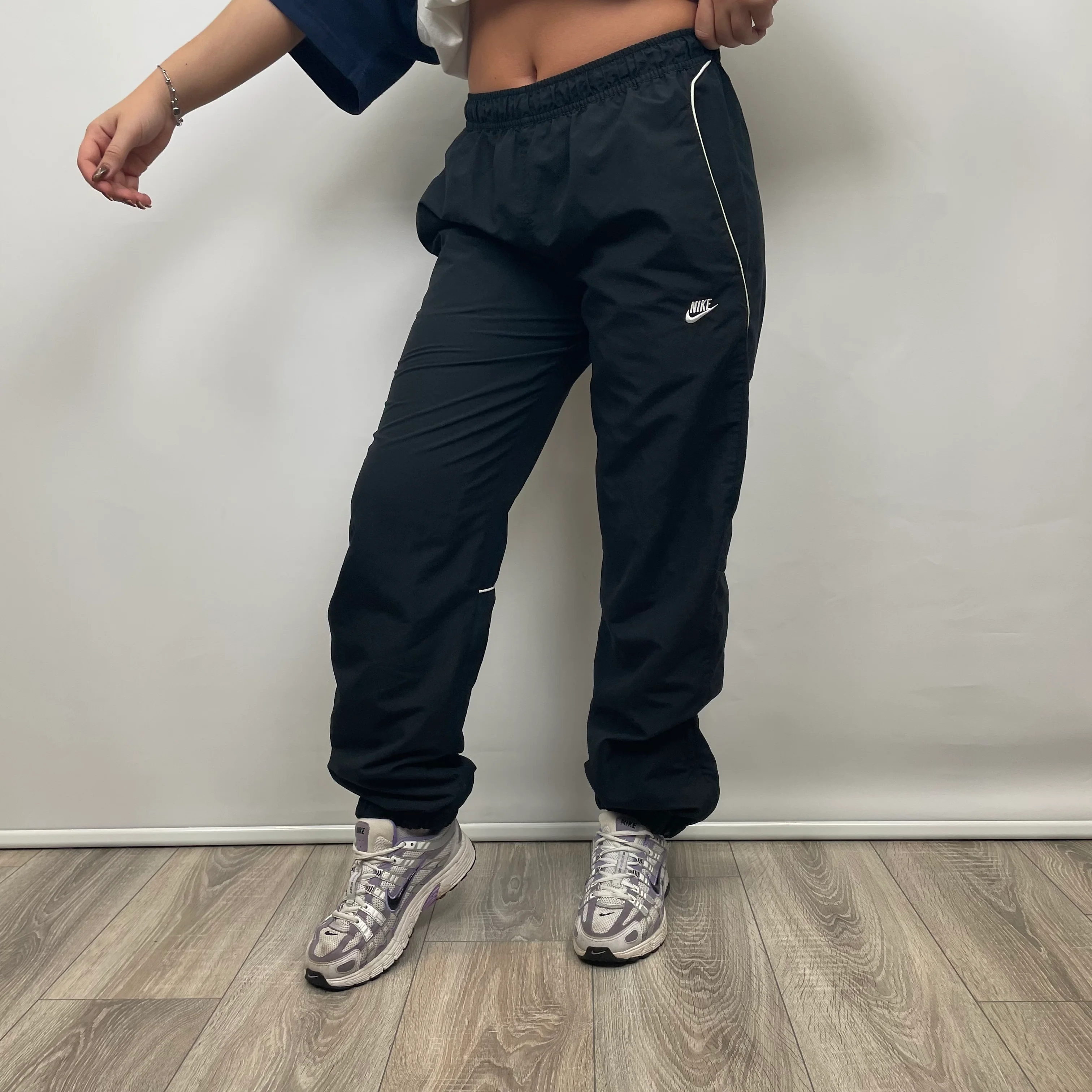 Nike Black Embroidered Spell Out Track Pants (S) - Image 5