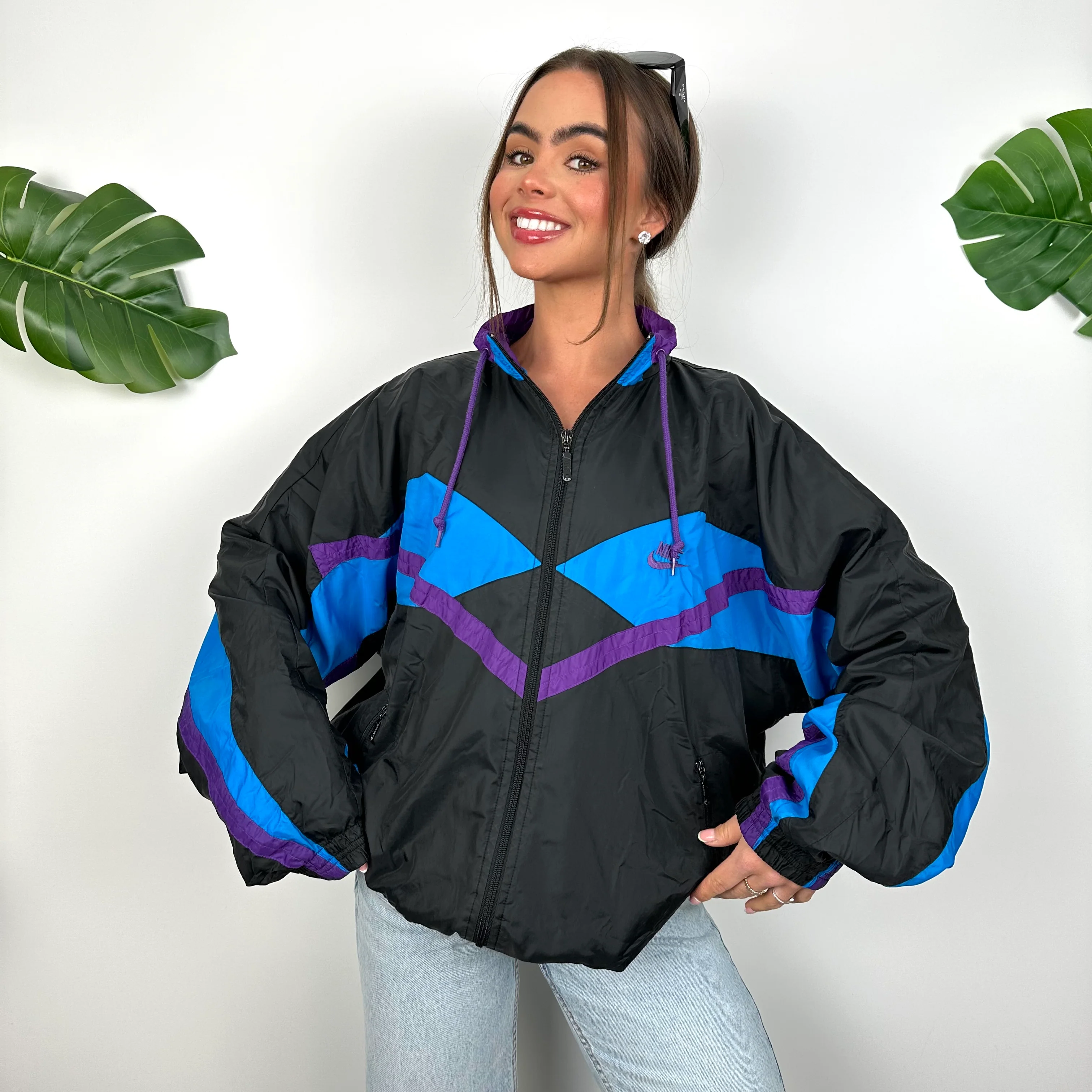 Nike Black Embroidered Spell Out Windbreaker Jacket (M) - Image 2