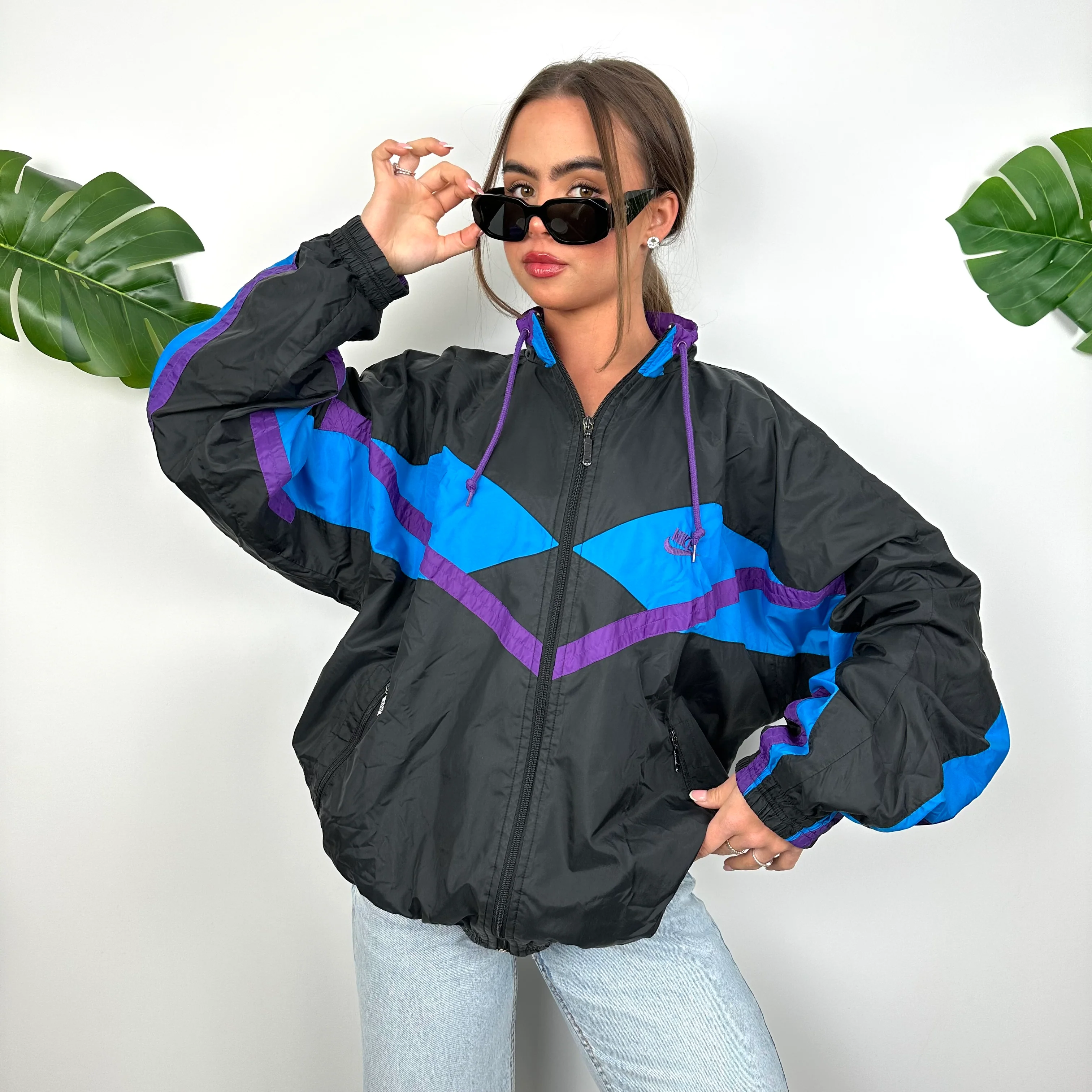 Nike Black Embroidered Spell Out Windbreaker Jacket (M) - Image 3