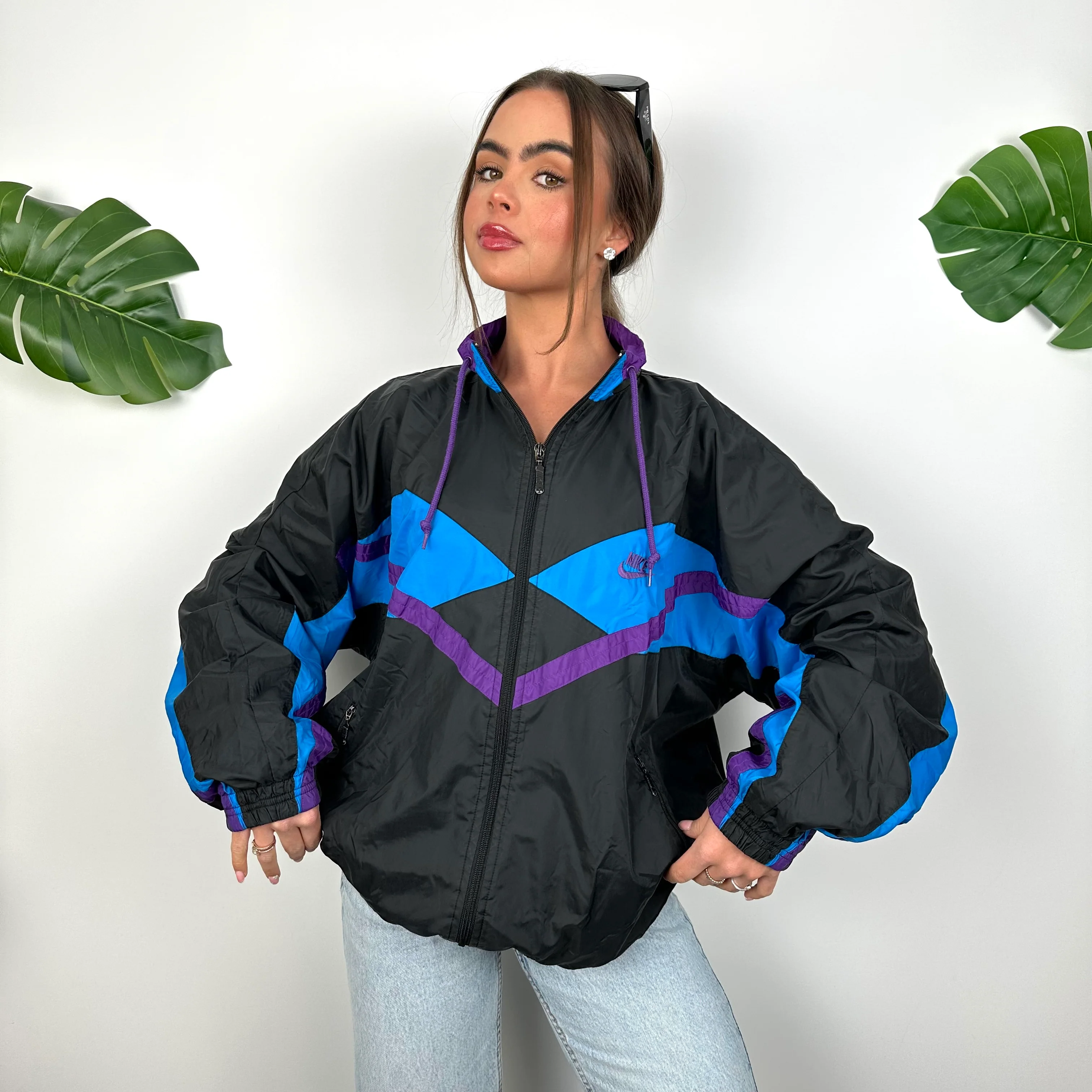 Nike Black Embroidered Spell Out Windbreaker Jacket (M) - Image 5