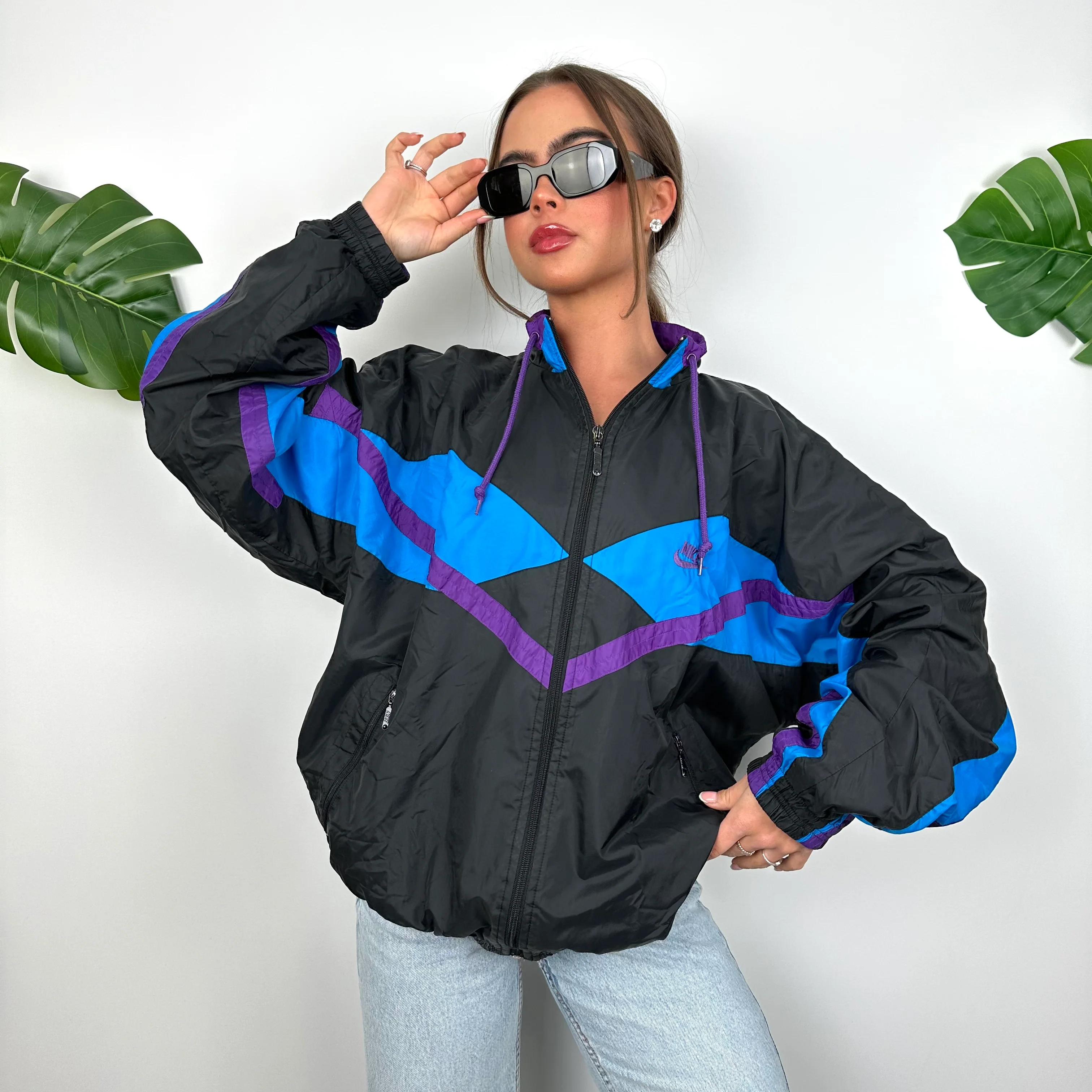 Nike Black Embroidered Spell Out Windbreaker Jacket (M) - Image 7