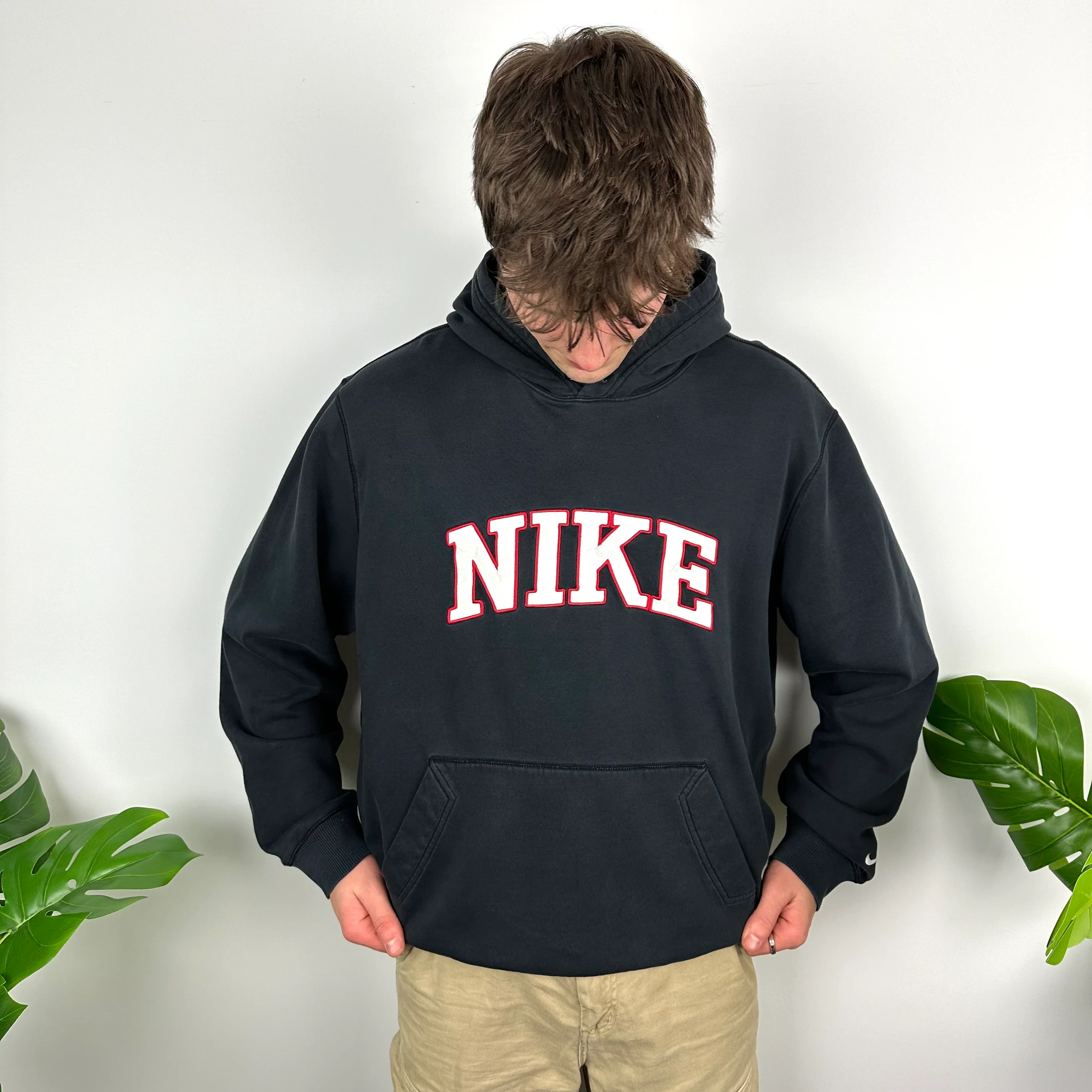 Nike Black Embroidered Spell Out Zip Up Hoodie (L) - Image 6