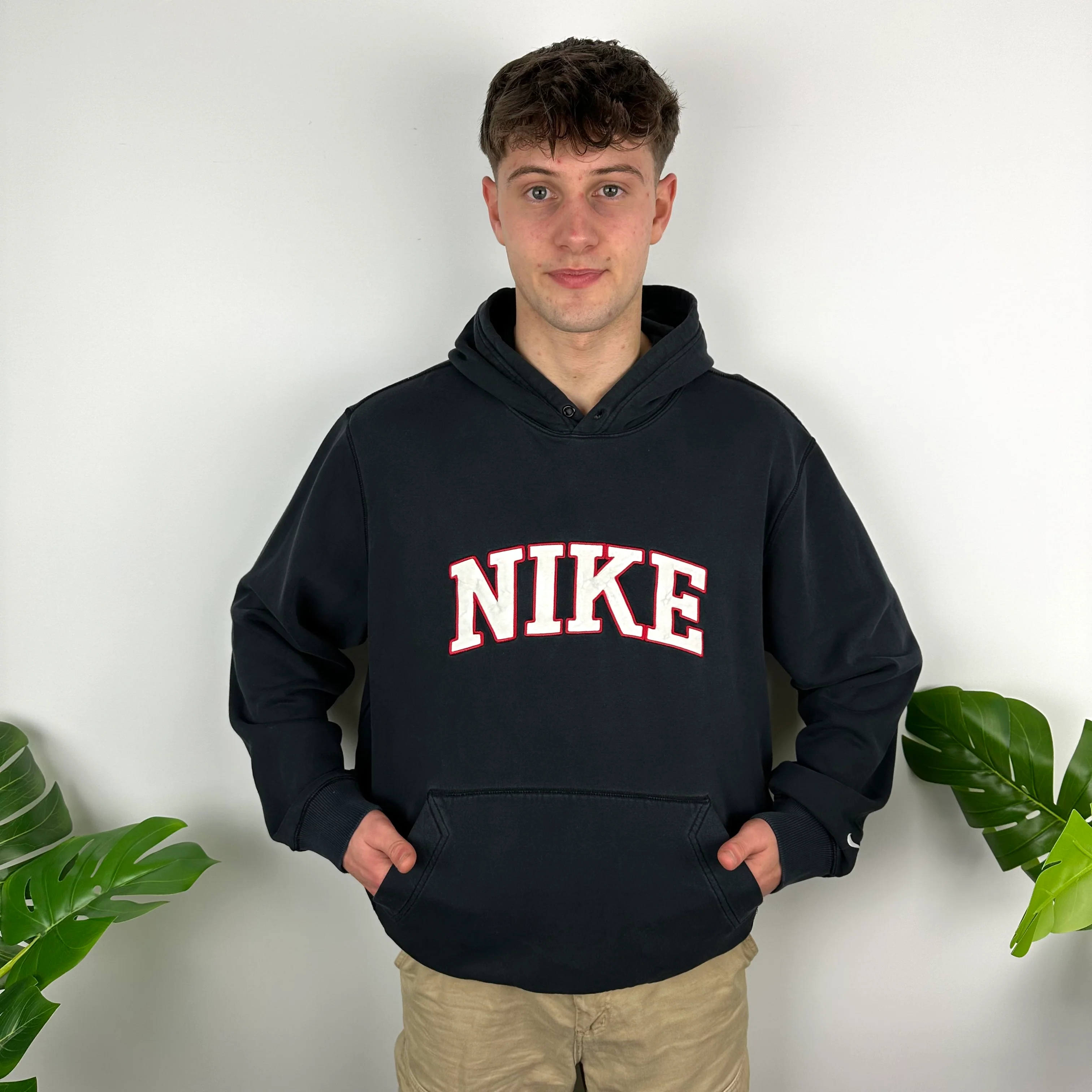 Nike Black Embroidered Spell Out Zip Up Hoodie (L) - Image 7