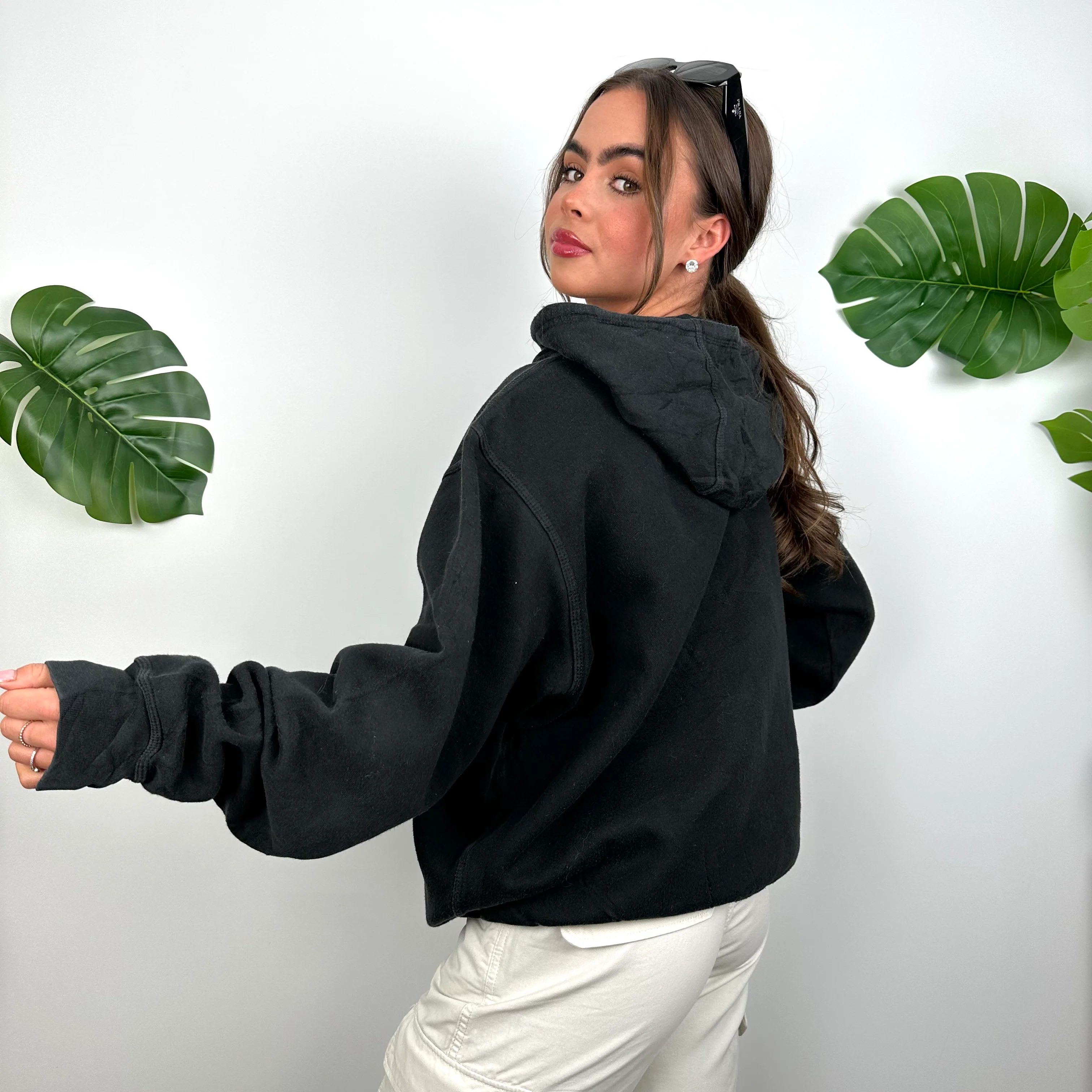 Nike Black Embroidered Swoosh Hoodie (L) - Image 5