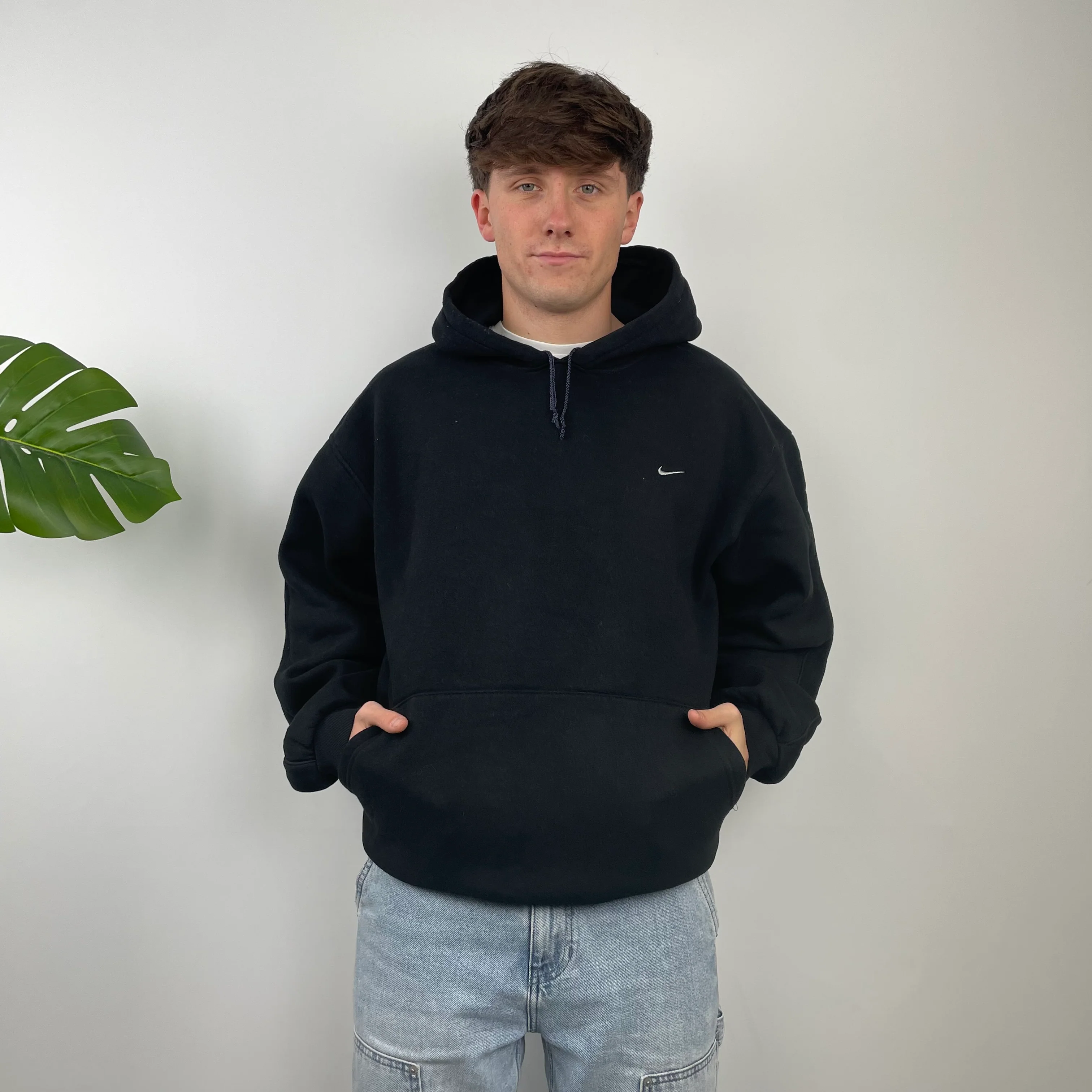 Nike Black Embroidered Swoosh Hoodie (XXL)