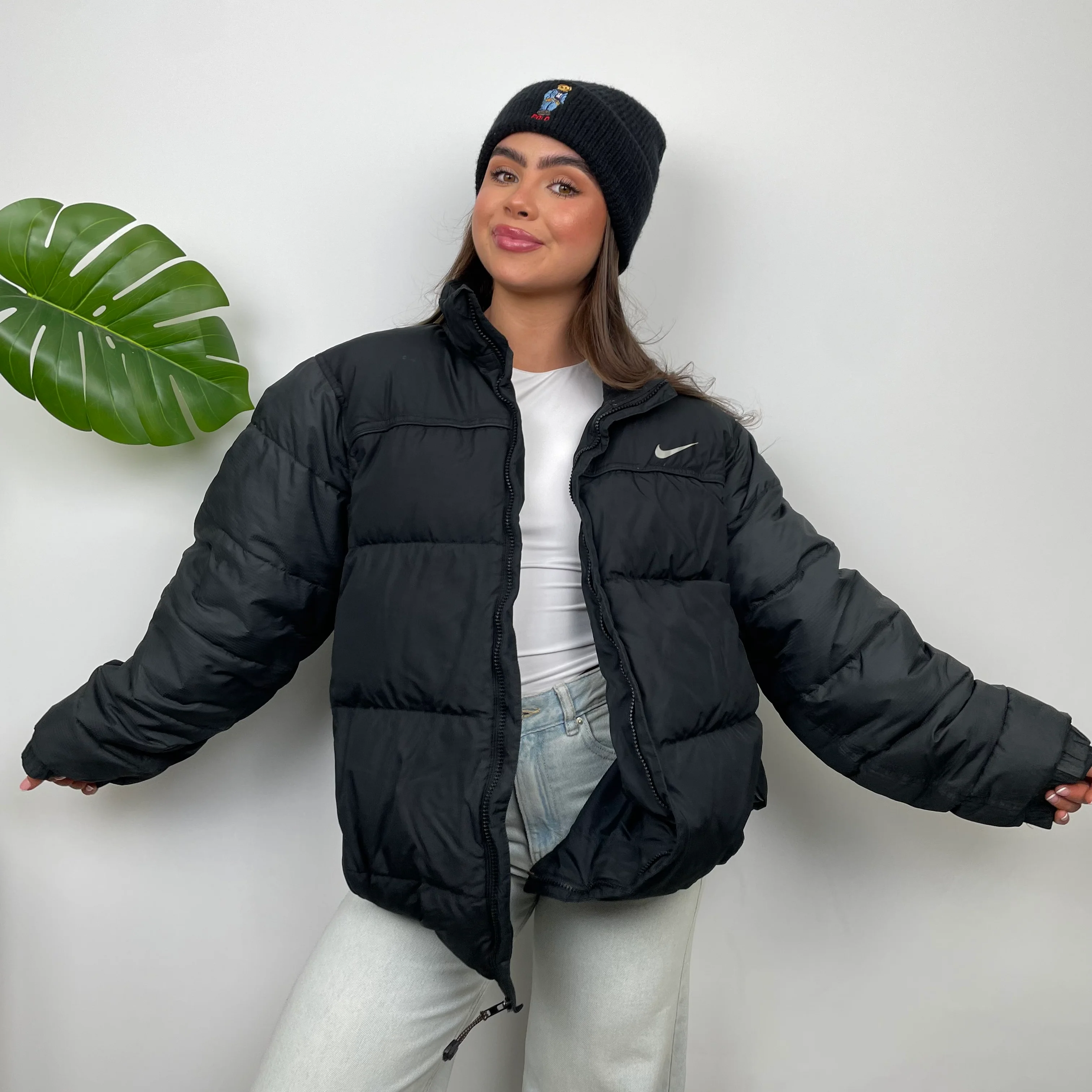 Nike Black Embroidered Swoosh Puffer Jacket (XL) - Image 2