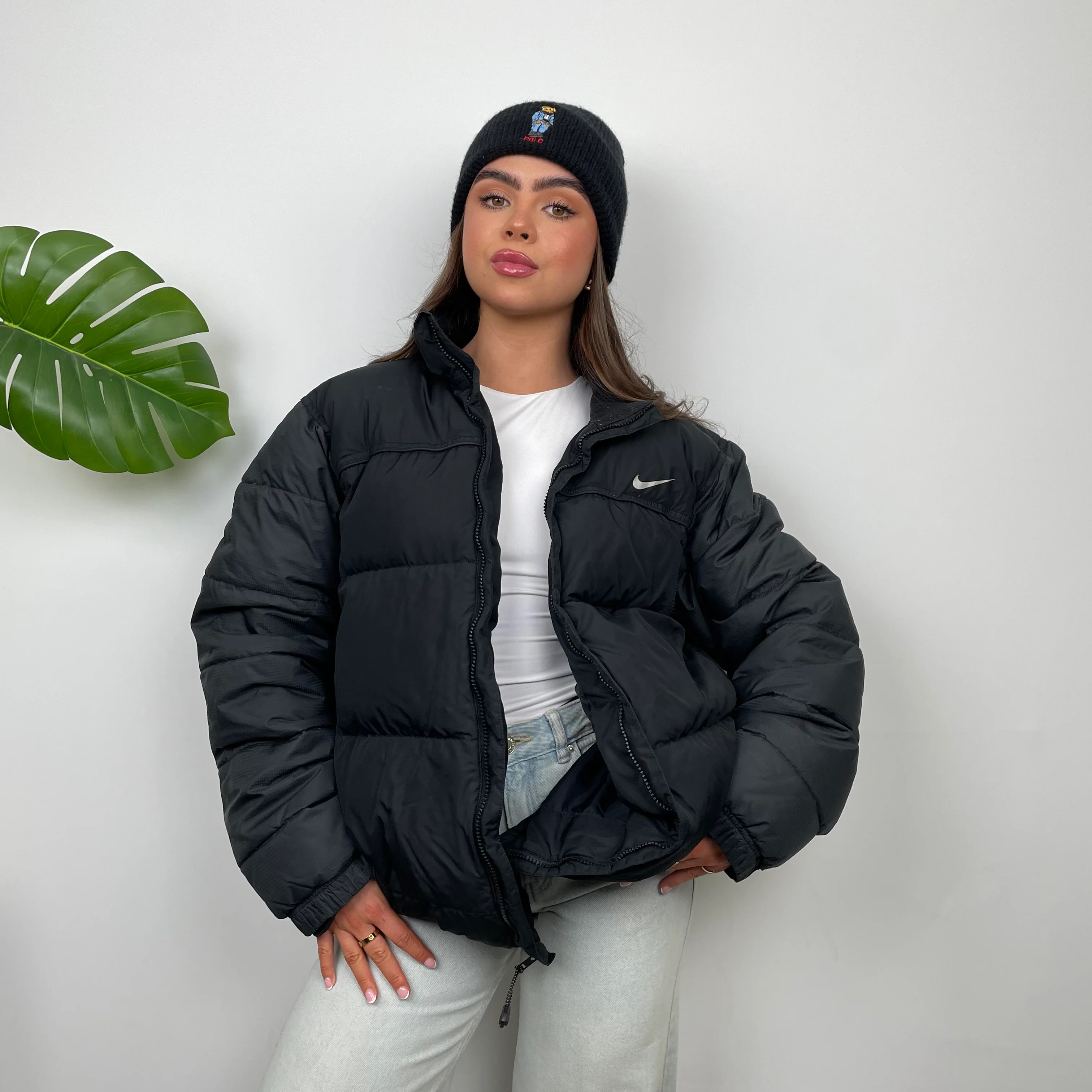 Nike Black Embroidered Swoosh Puffer Jacket (XL) - Image 4