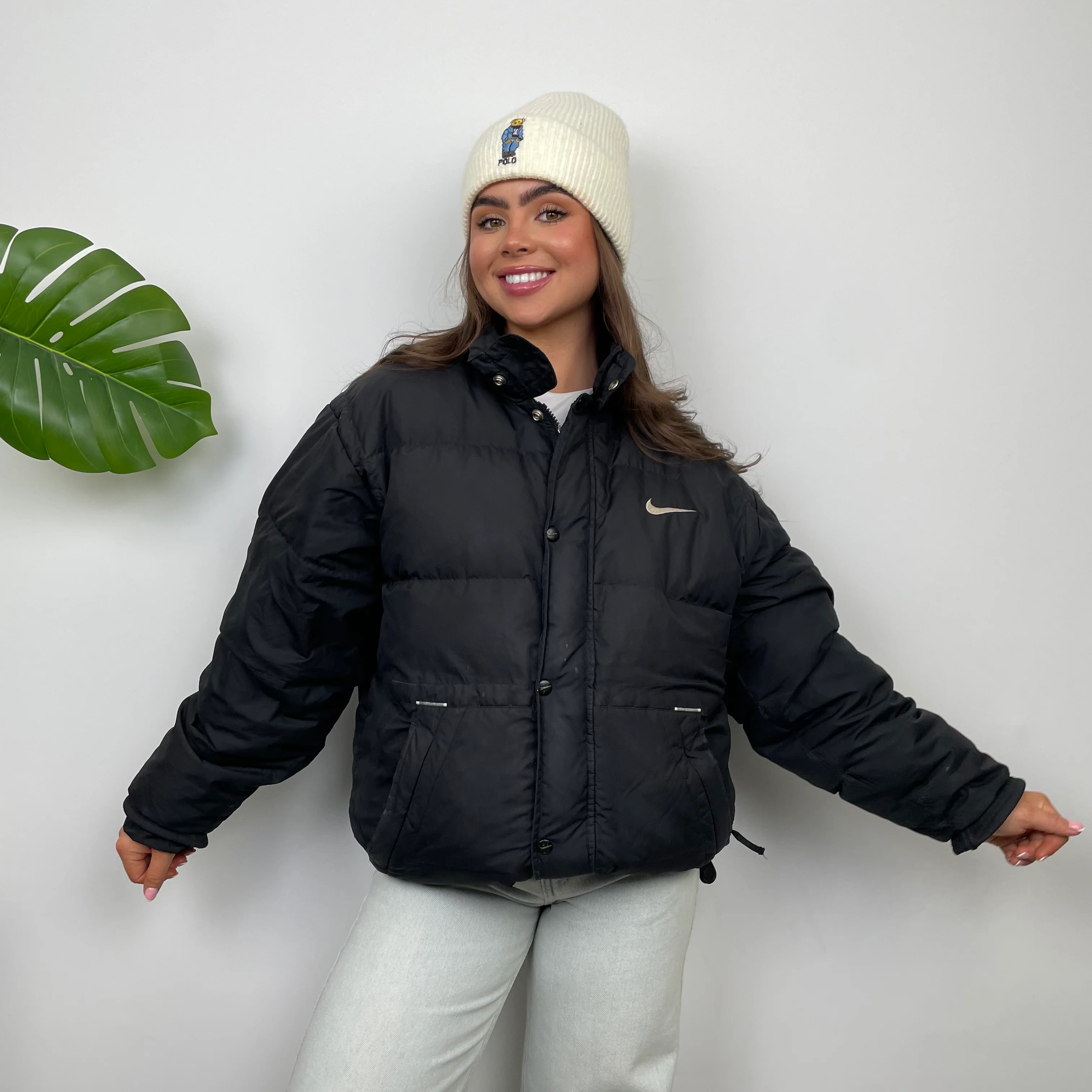Nike Black Embroidered Swoosh Puffer Jacket (L) - Image 10