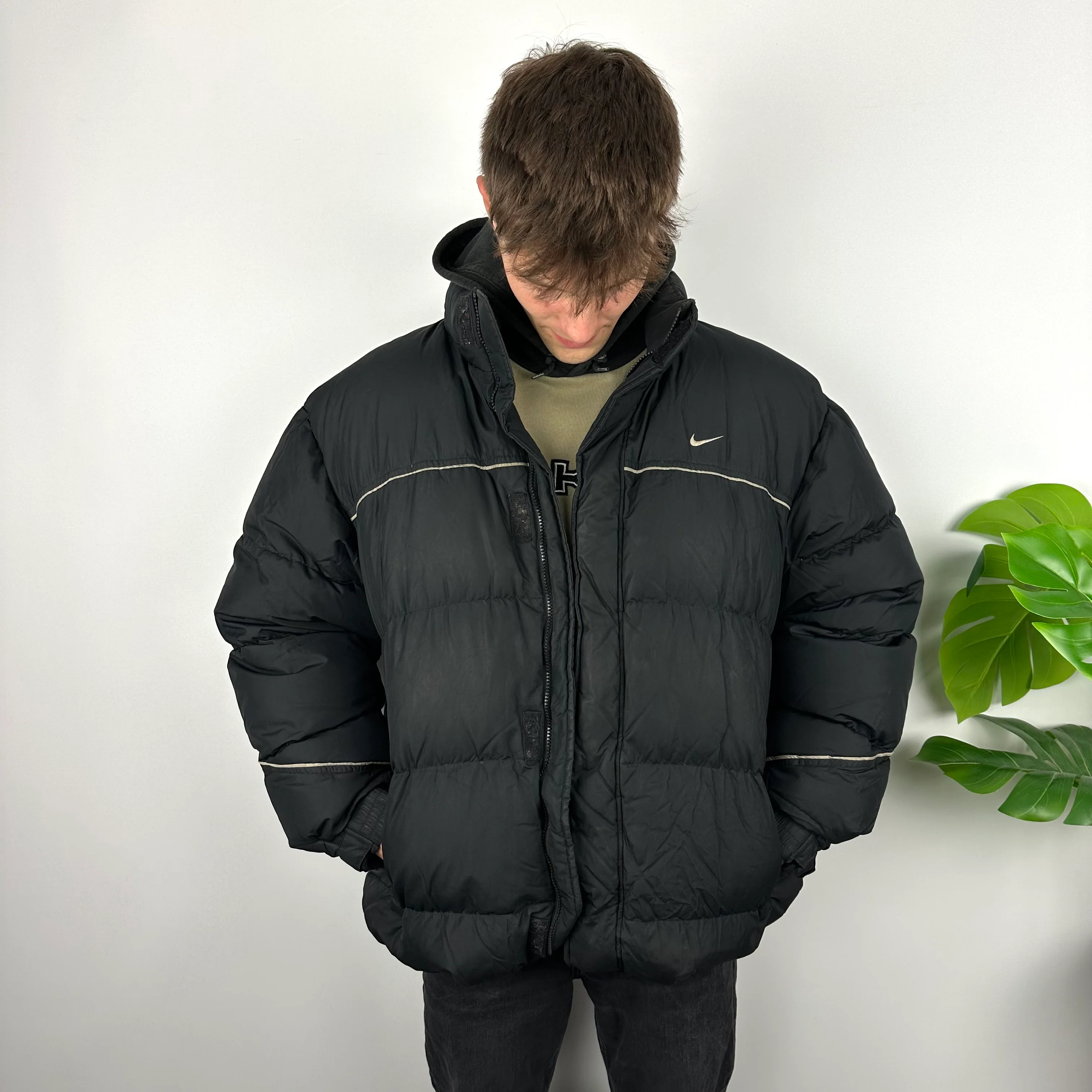 Nike Black Embroidered Swoosh Puffer Jacket (XL) - Image 2