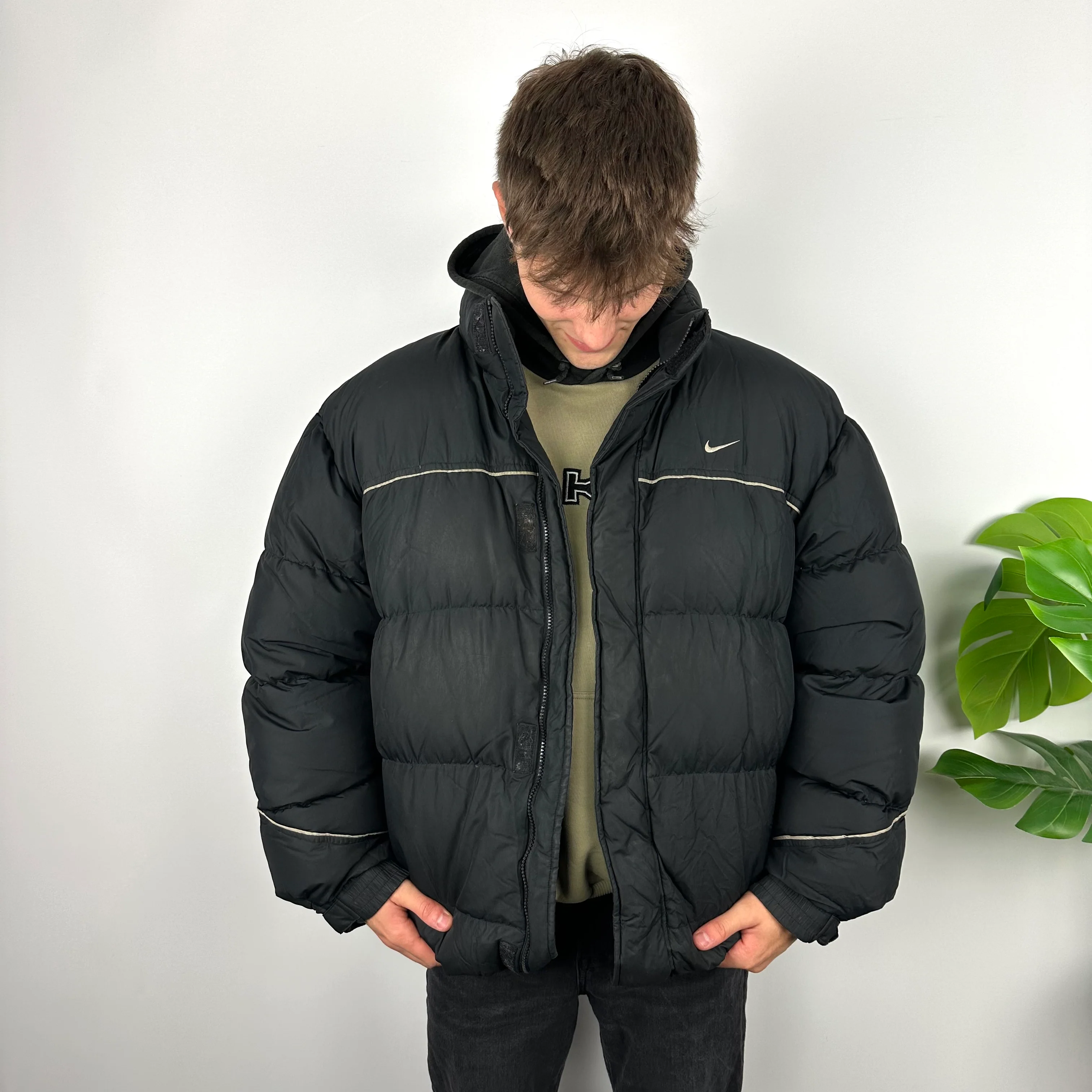 Nike Black Embroidered Swoosh Puffer Jacket (XL) - Image 6