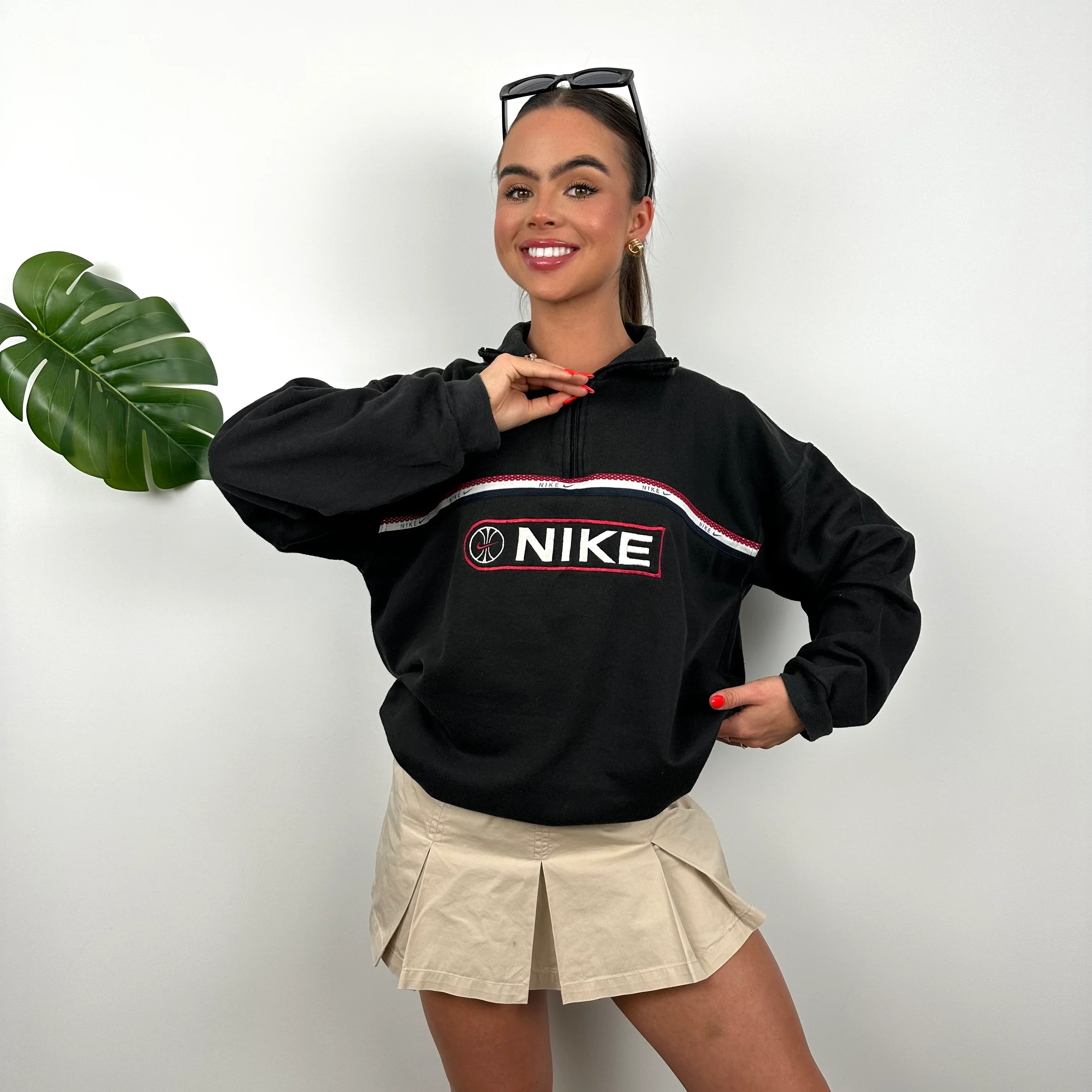 Nike Black Embroidered Swoosh Quarter Zip (M) - Image 3