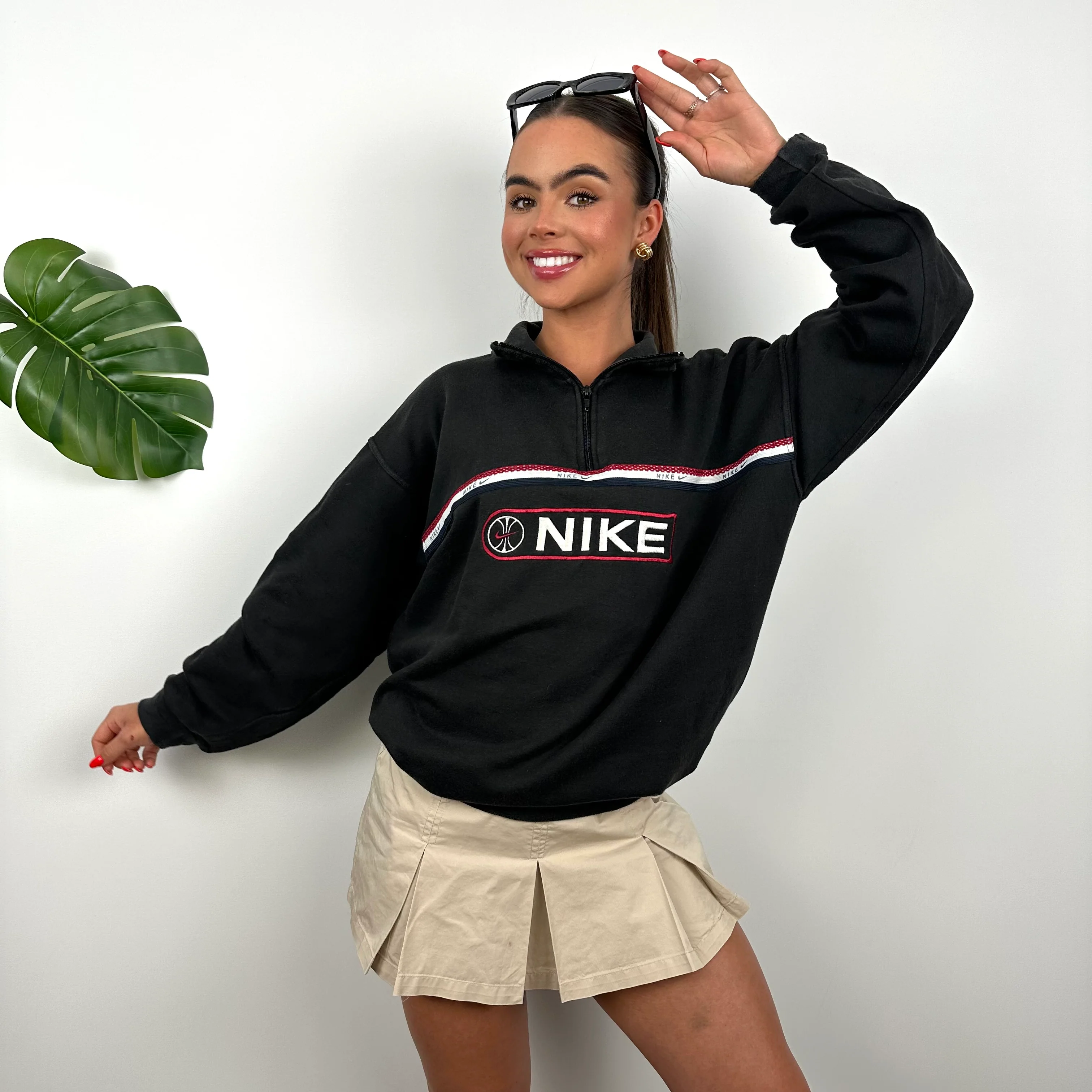 Nike Black Embroidered Swoosh Quarter Zip (M) - Image 5