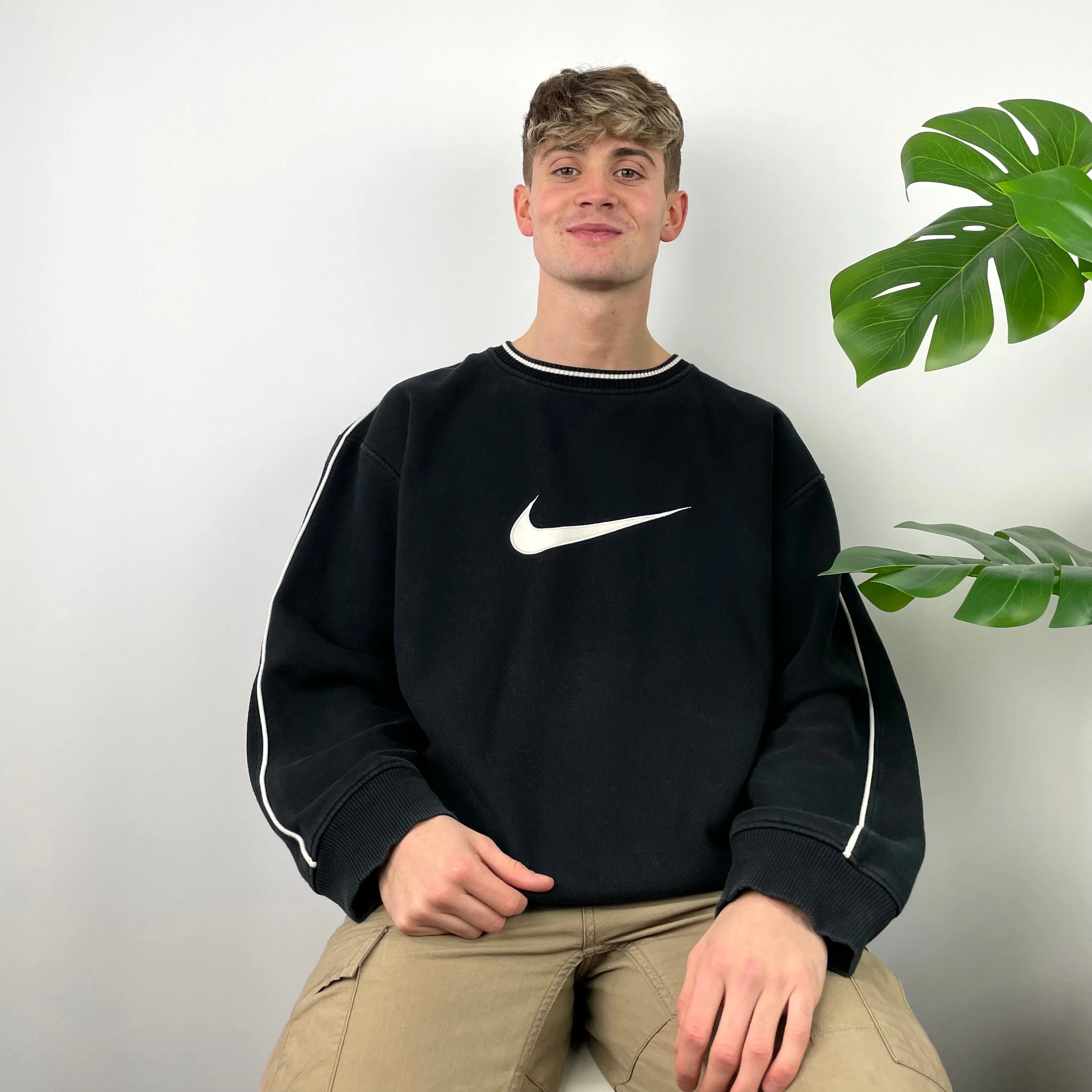 Nike Black Embroidered Swoosh Sweatshirt (XL) - Image 2