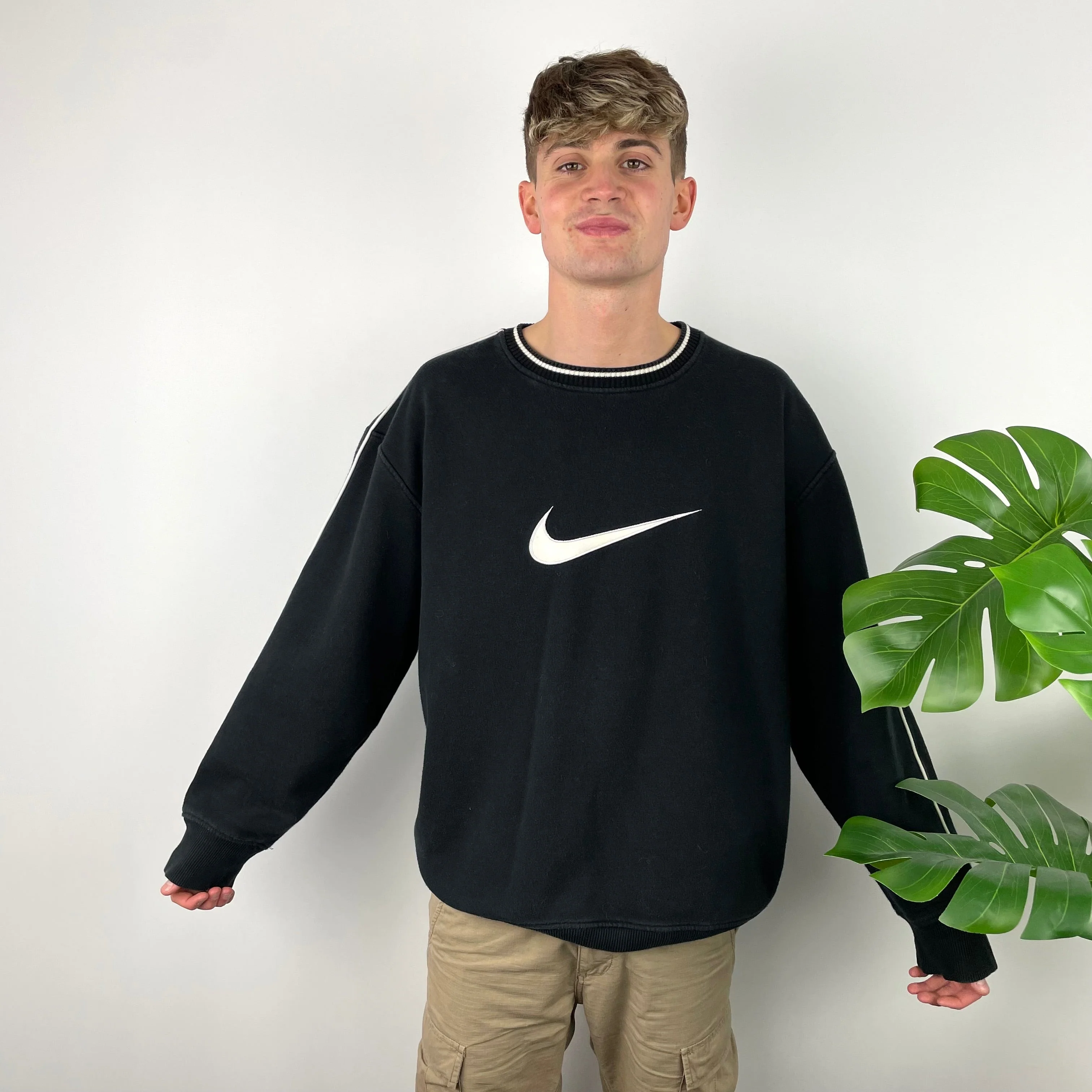 Nike Black Embroidered Swoosh Sweatshirt (XL) - Image 3
