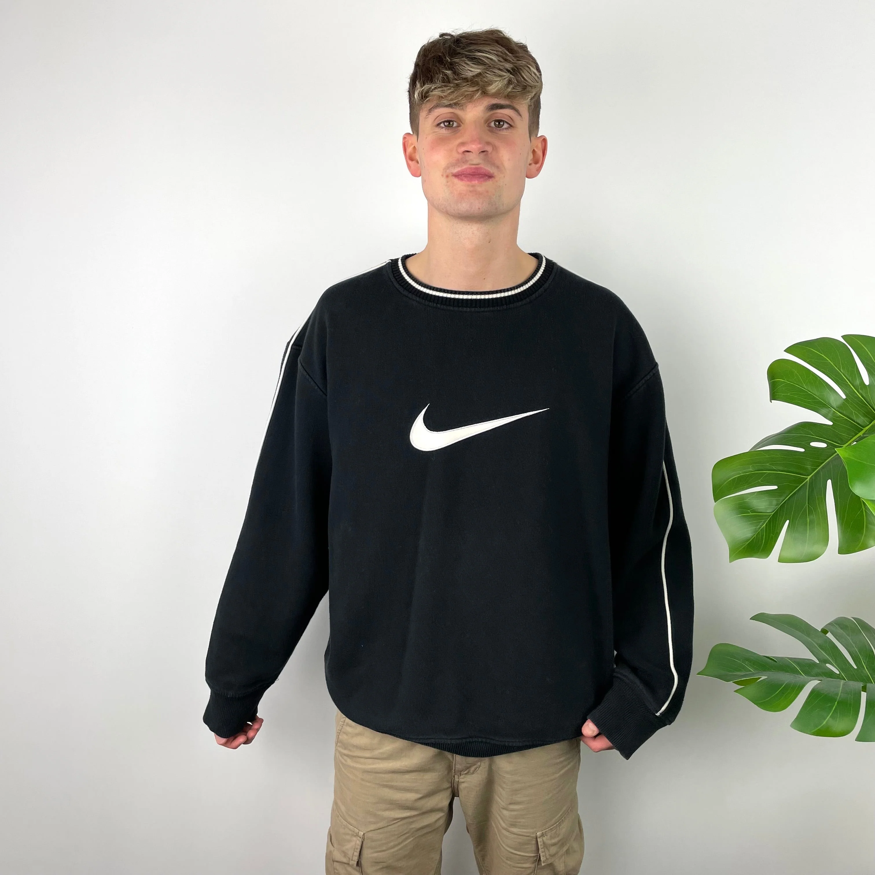 Nike Black Embroidered Swoosh Sweatshirt (XL) - Image 4