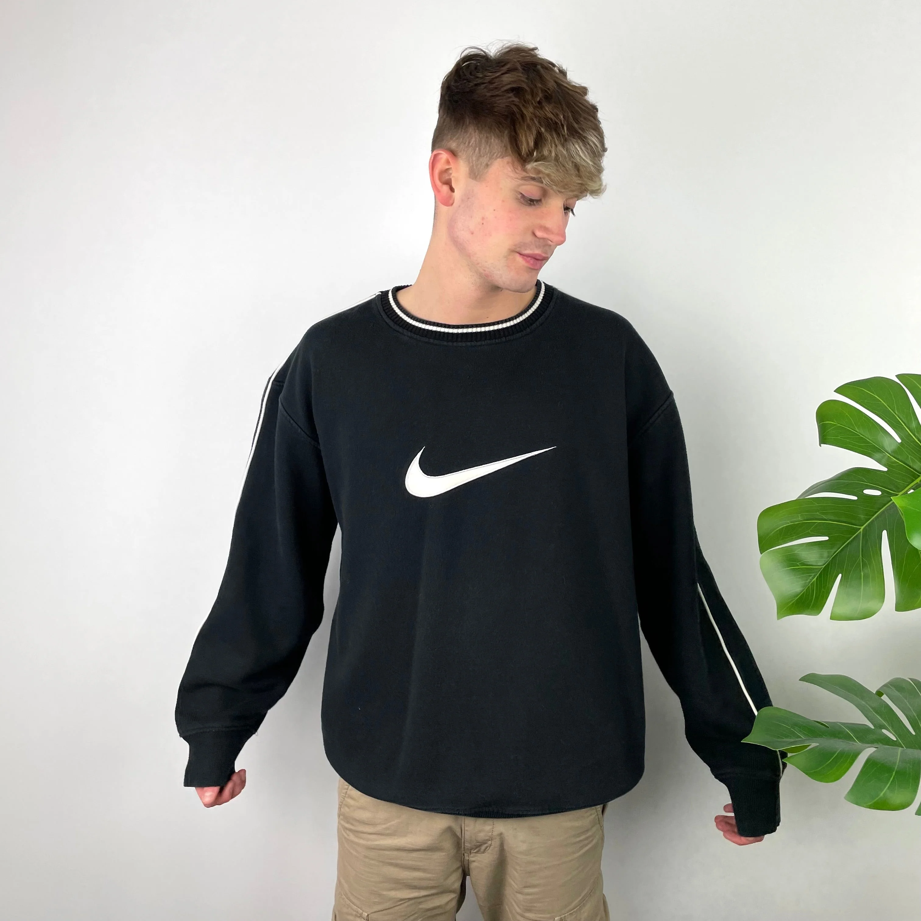 Nike Black Embroidered Swoosh Sweatshirt (XL) - Image 6