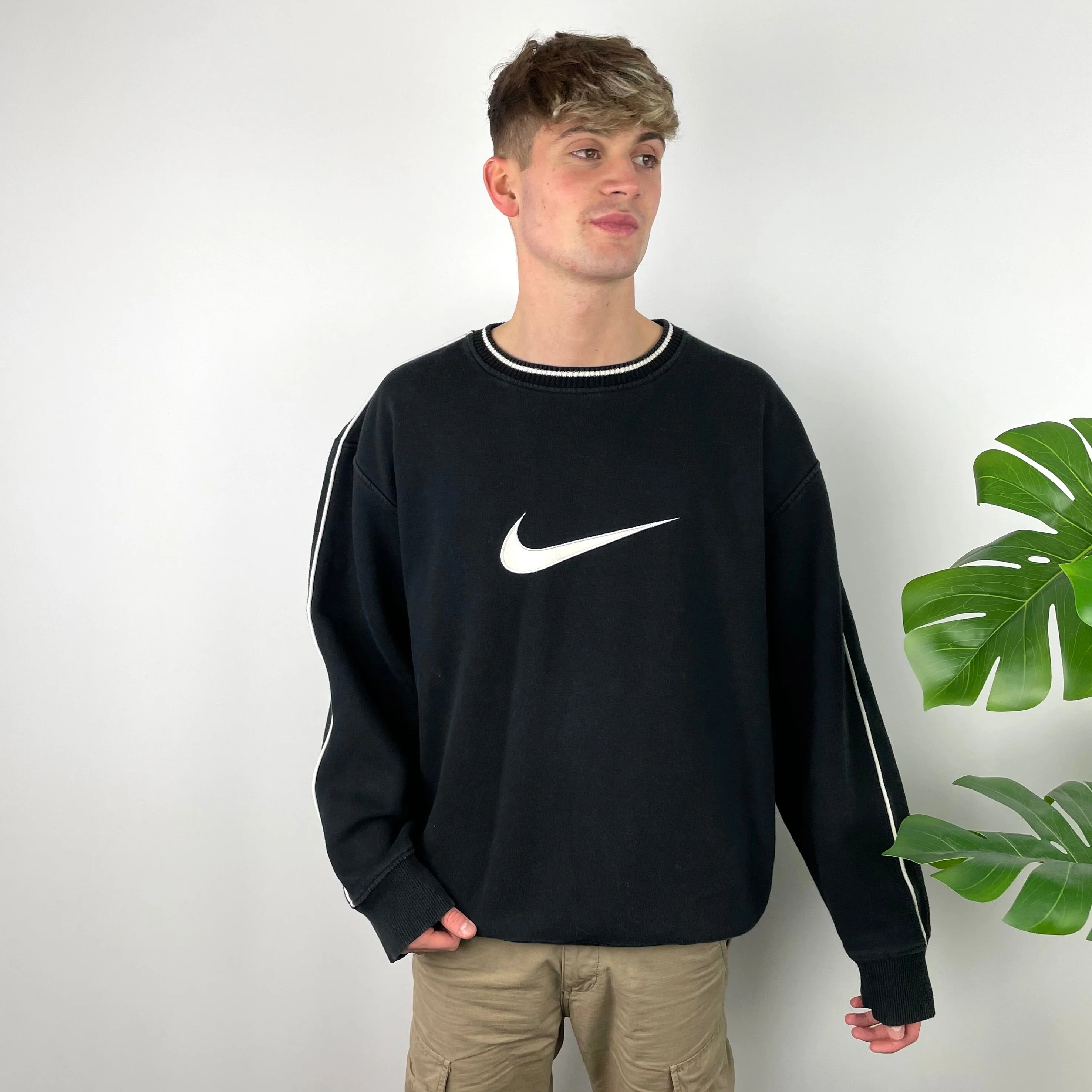 Nike Black Embroidered Swoosh Sweatshirt (XL) - Image 8