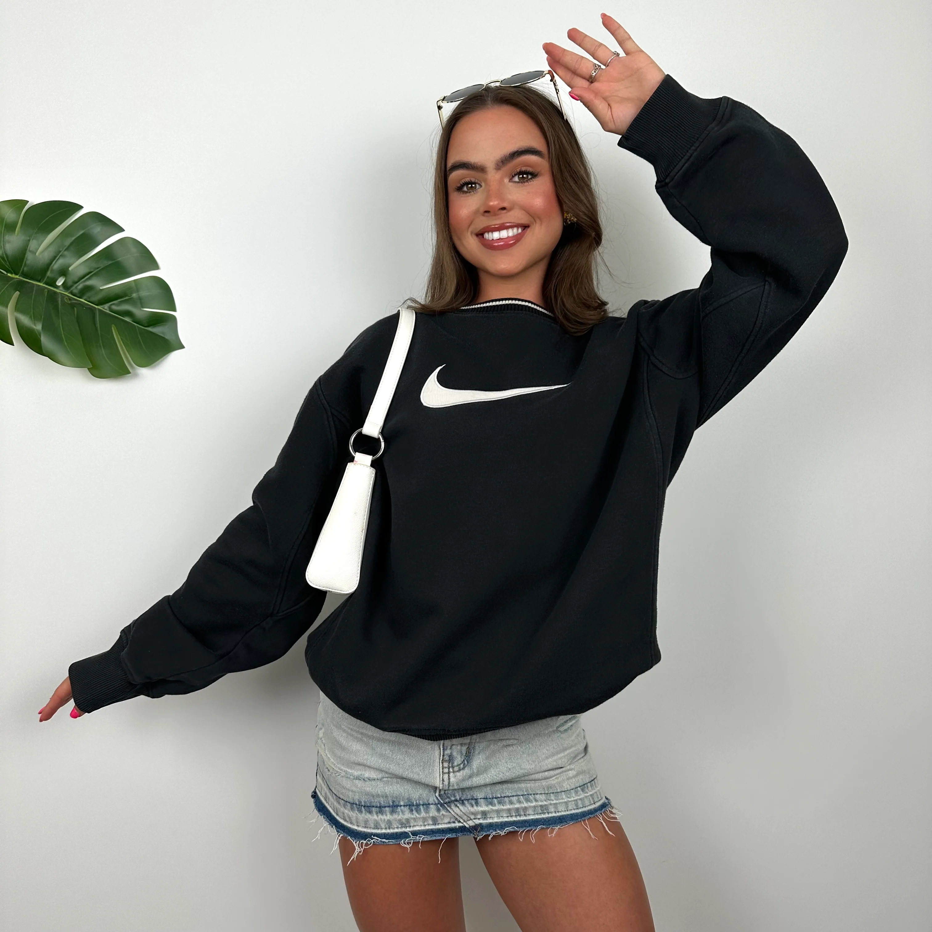Nike Black Embroidered Swoosh Sweatshirt (L) - Image 4