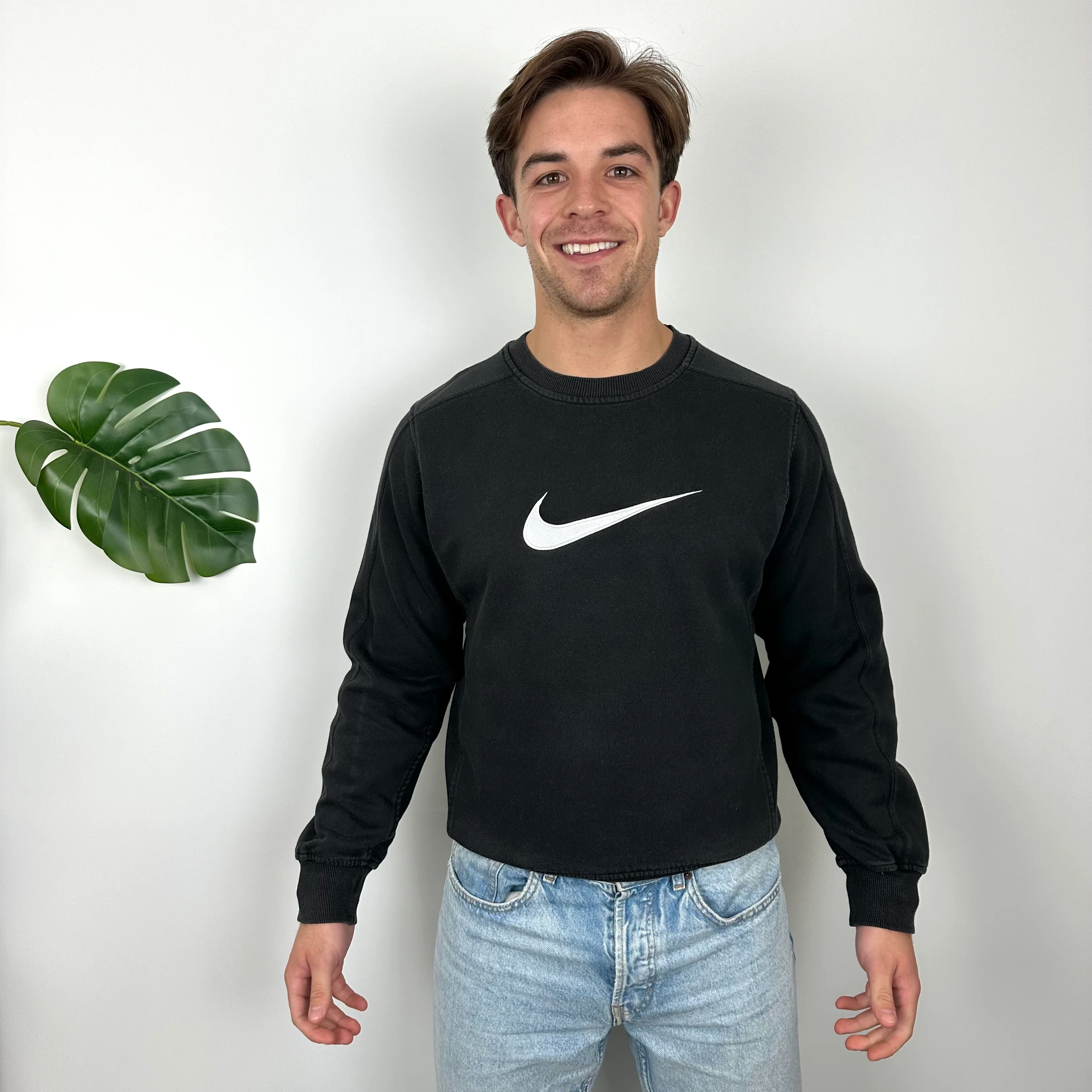 Nike Black Embroidered Swoosh Sweatshirt (S) - Image 2