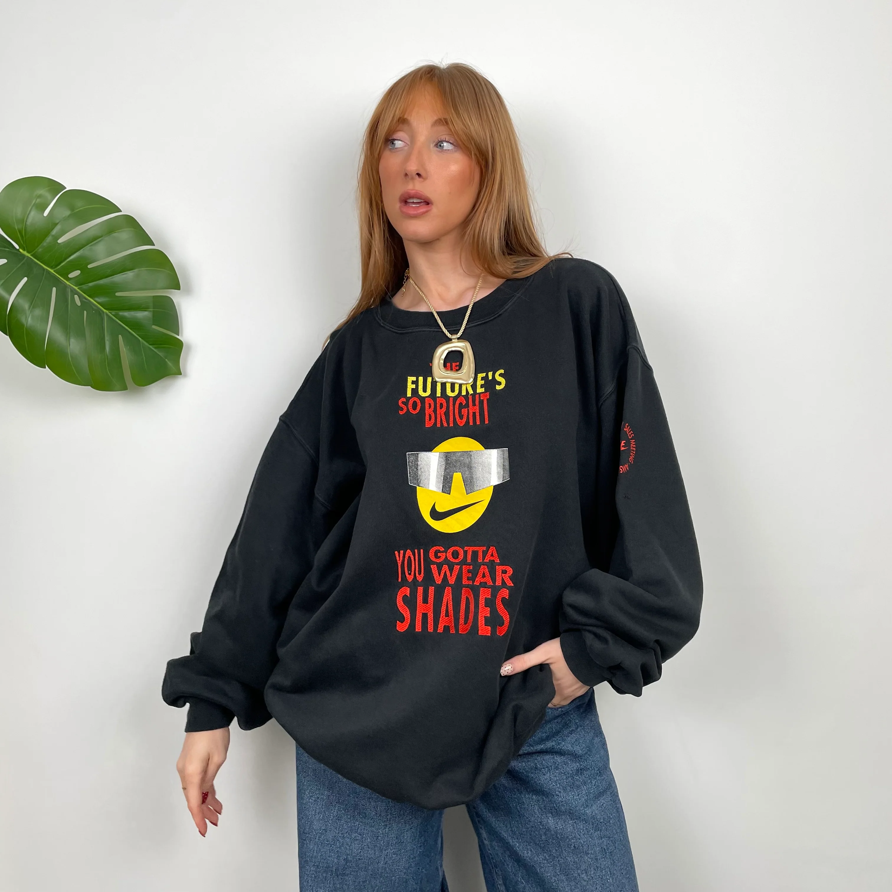 Nike Black Embroidered Swoosh Sweatshirt (XL) - Image 2