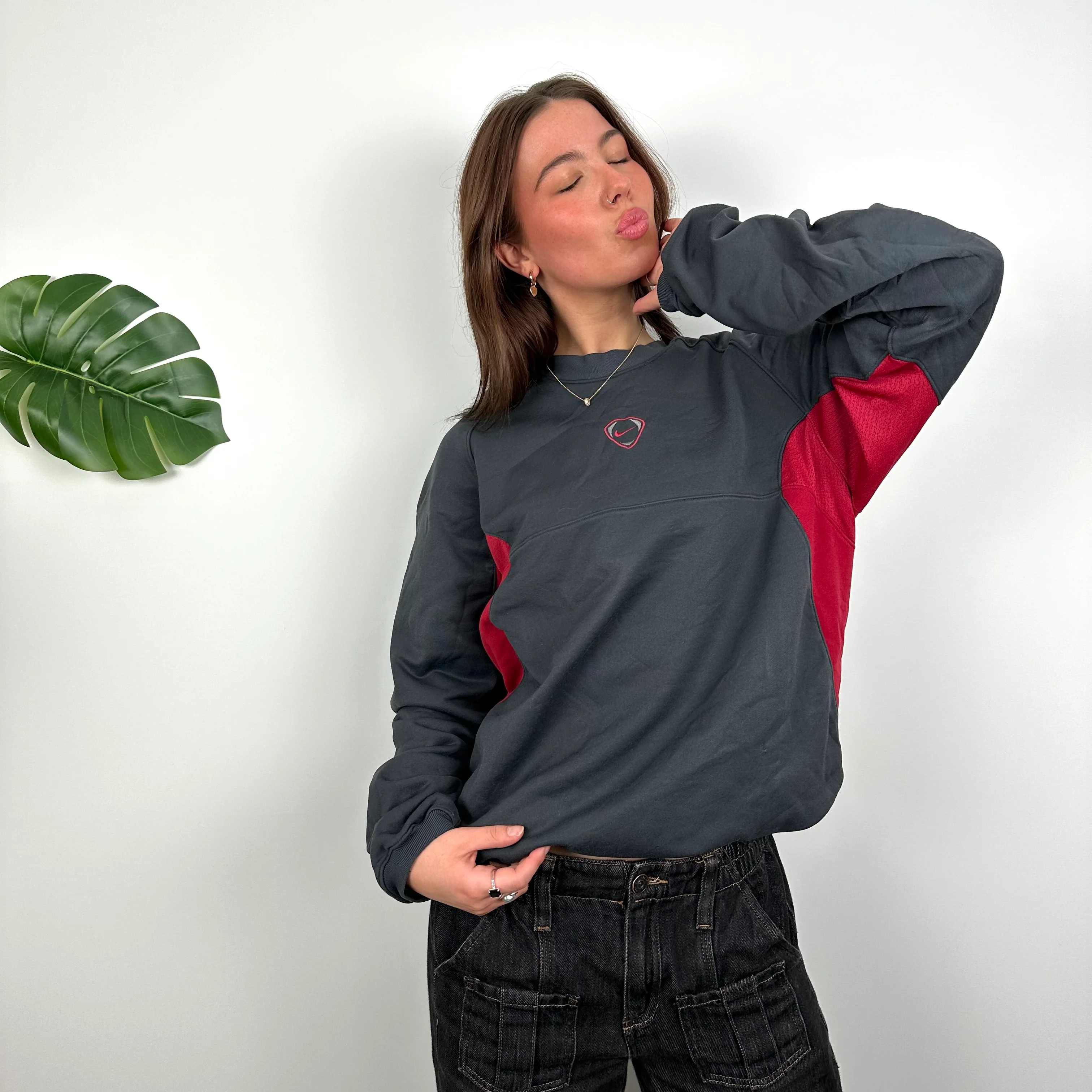 Nike Black Embroidered Swoosh Sweatshirt (M)