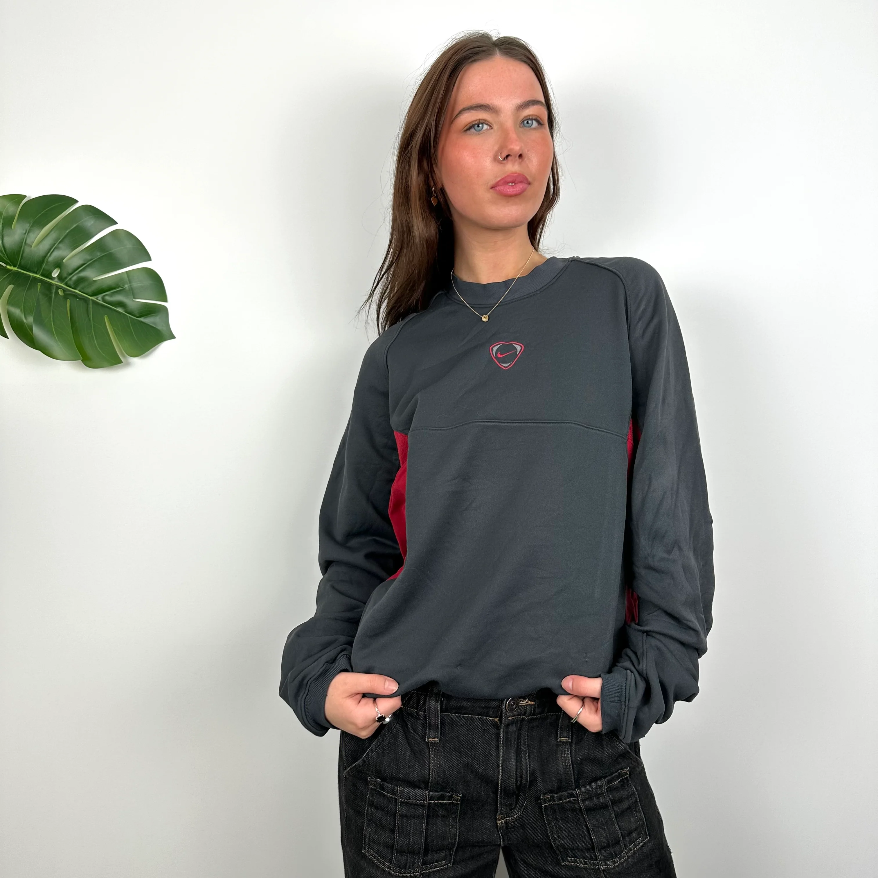 Nike Black Embroidered Swoosh Sweatshirt (M) - Image 3