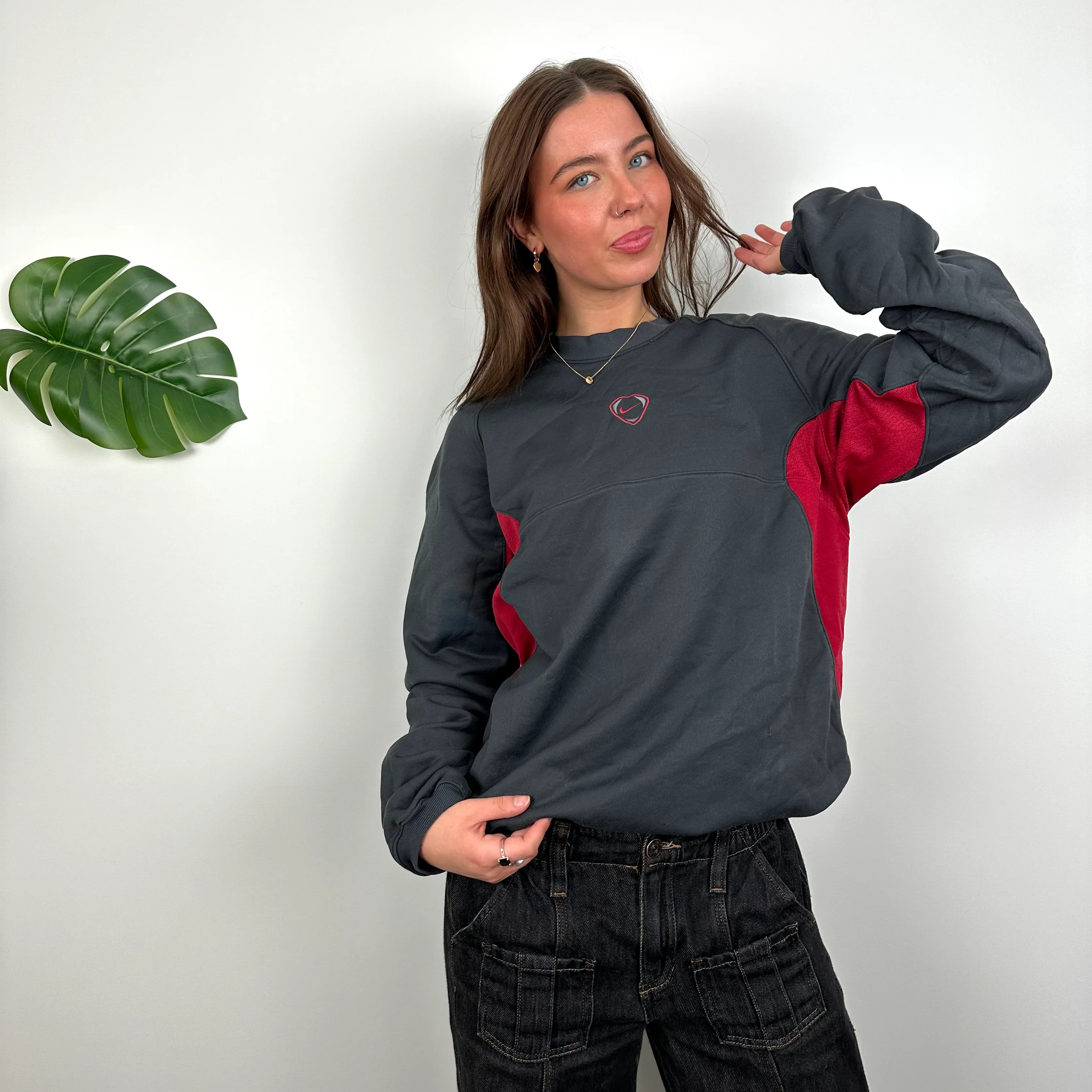 Nike Black Embroidered Swoosh Sweatshirt (M) - Image 4