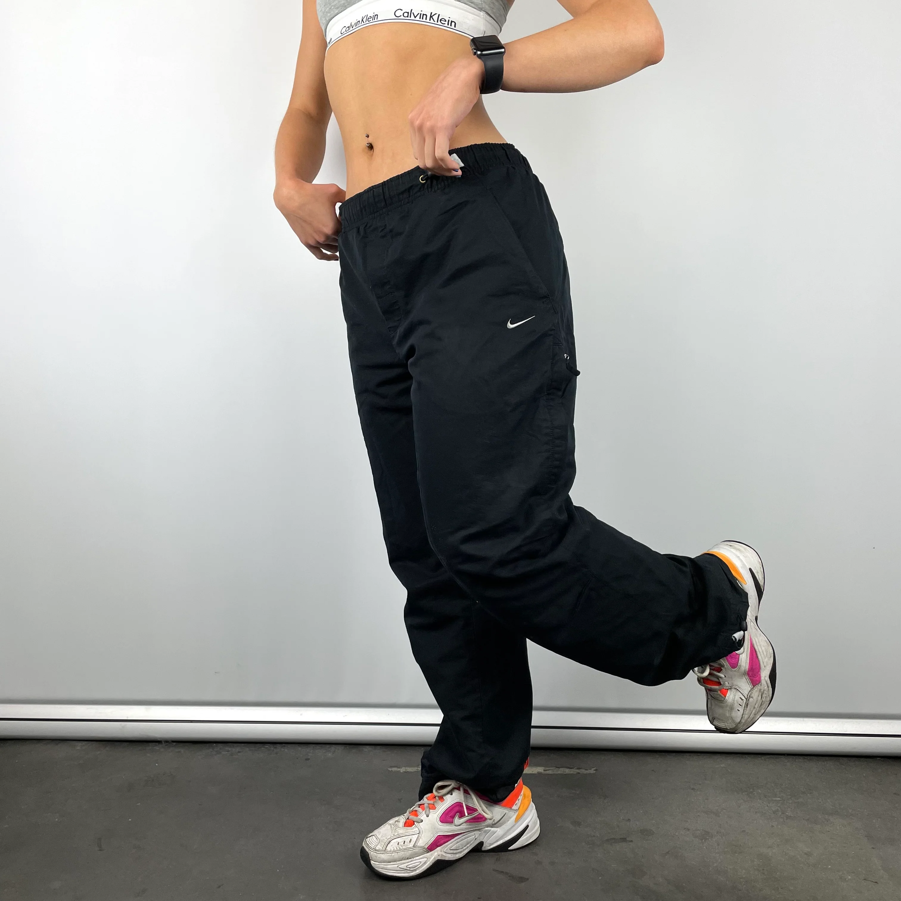 Nike Black Embroidered Swoosh Track Pants (S)