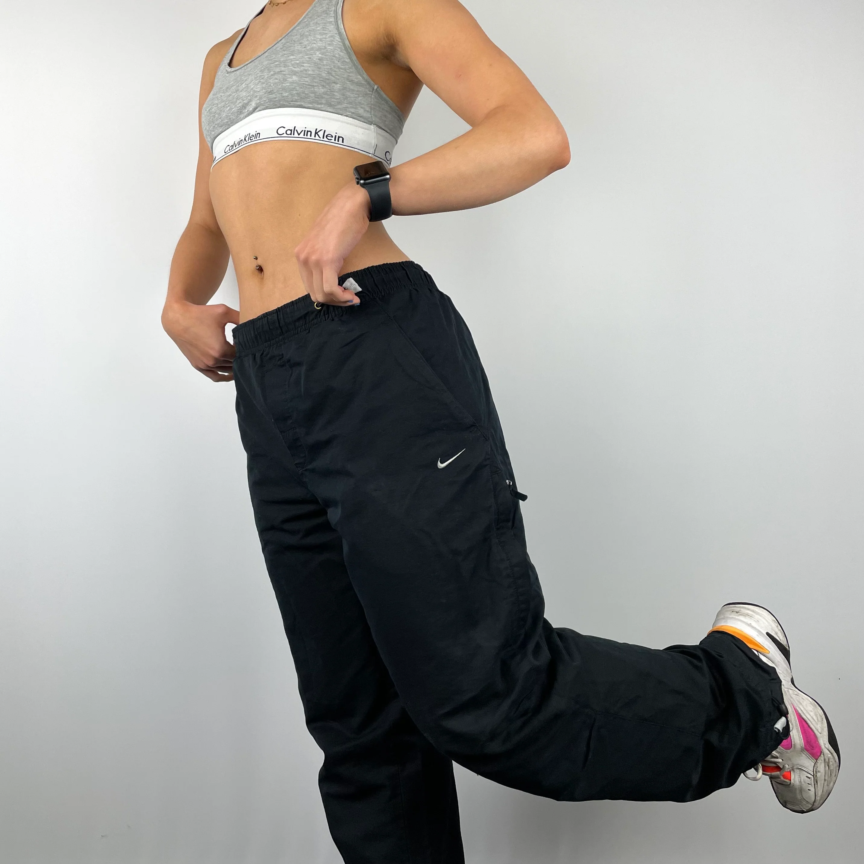 Nike Black Embroidered Swoosh Track Pants (S) - Image 3
