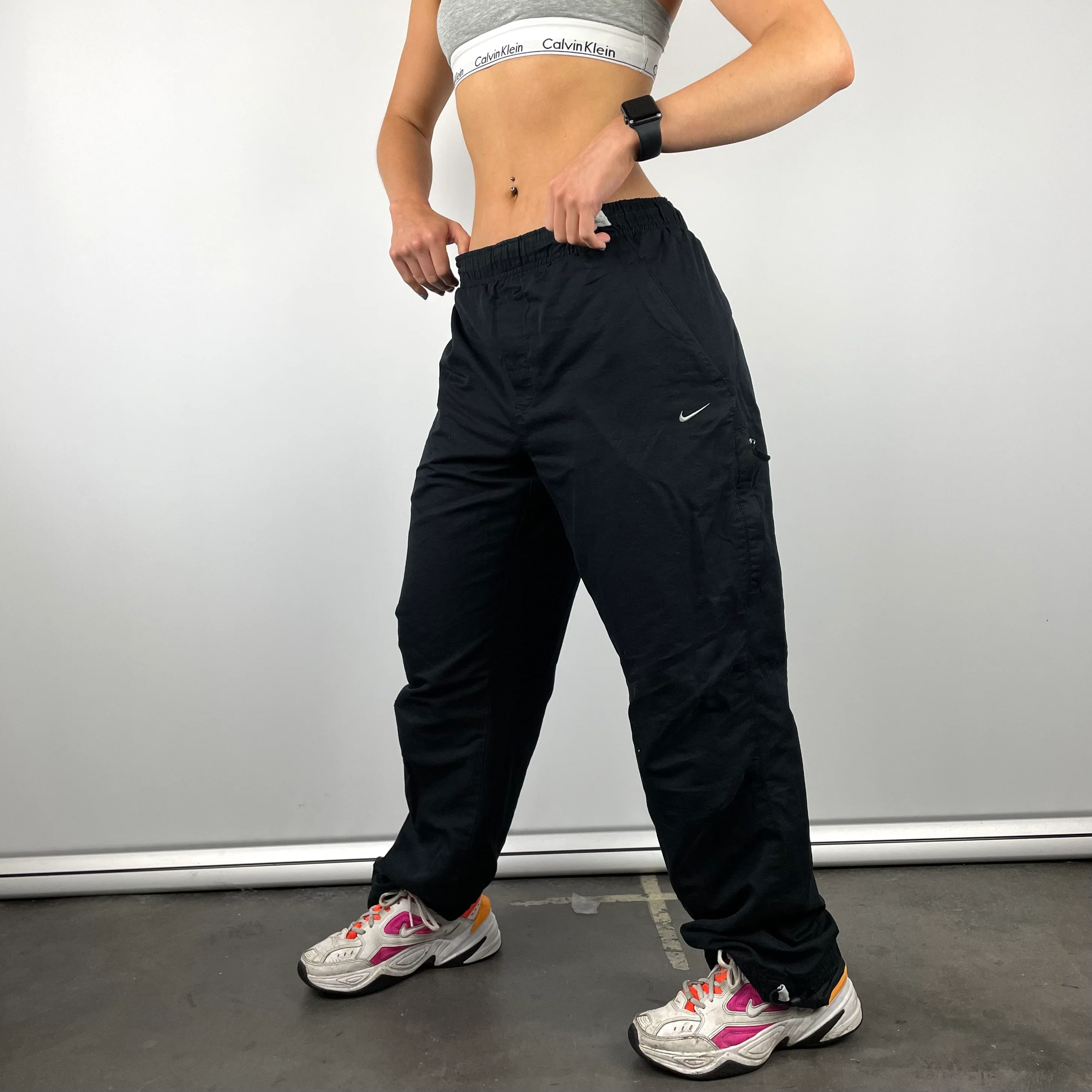 Nike Black Embroidered Swoosh Track Pants (S) - Image 4