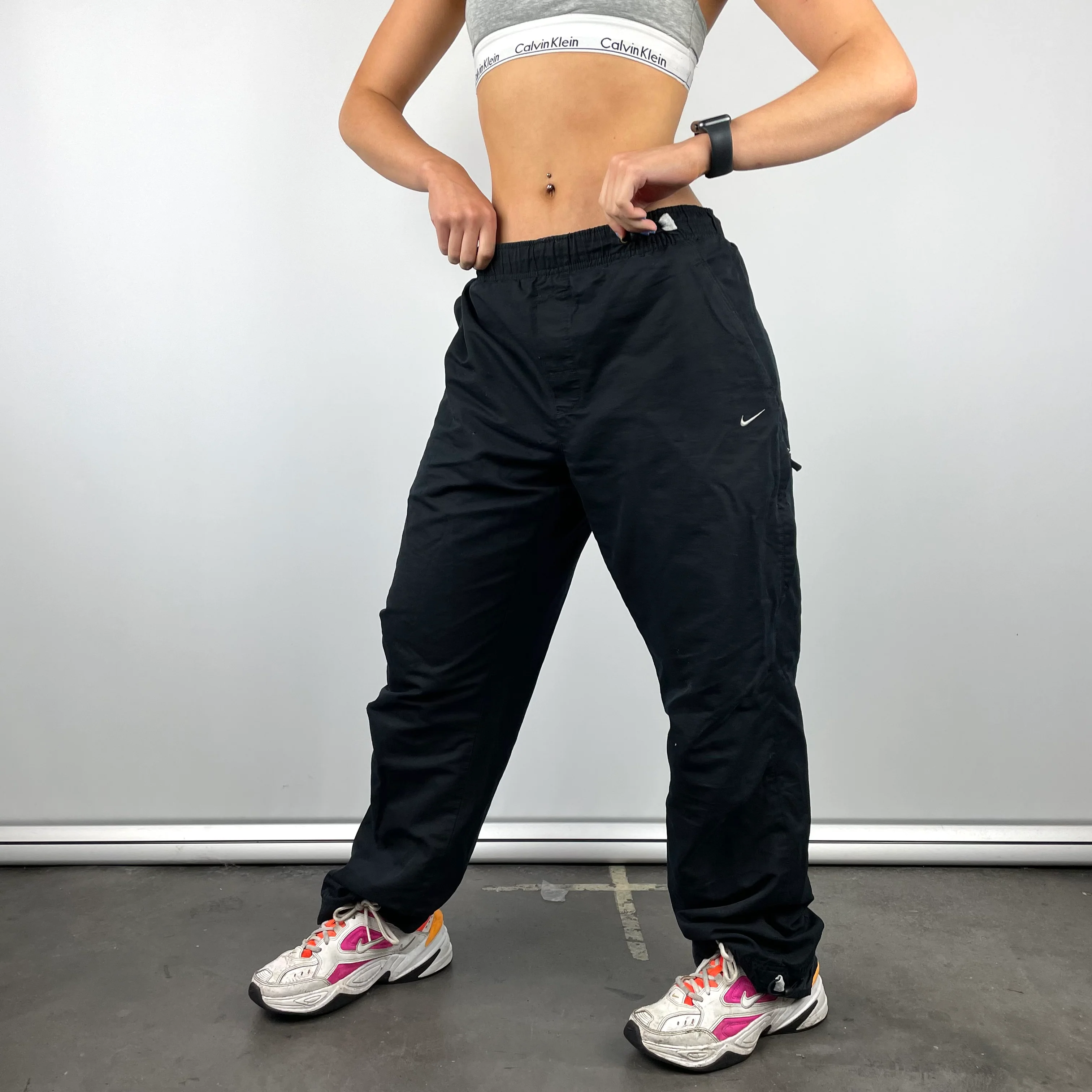 Nike Black Embroidered Swoosh Track Pants (S) - Image 6