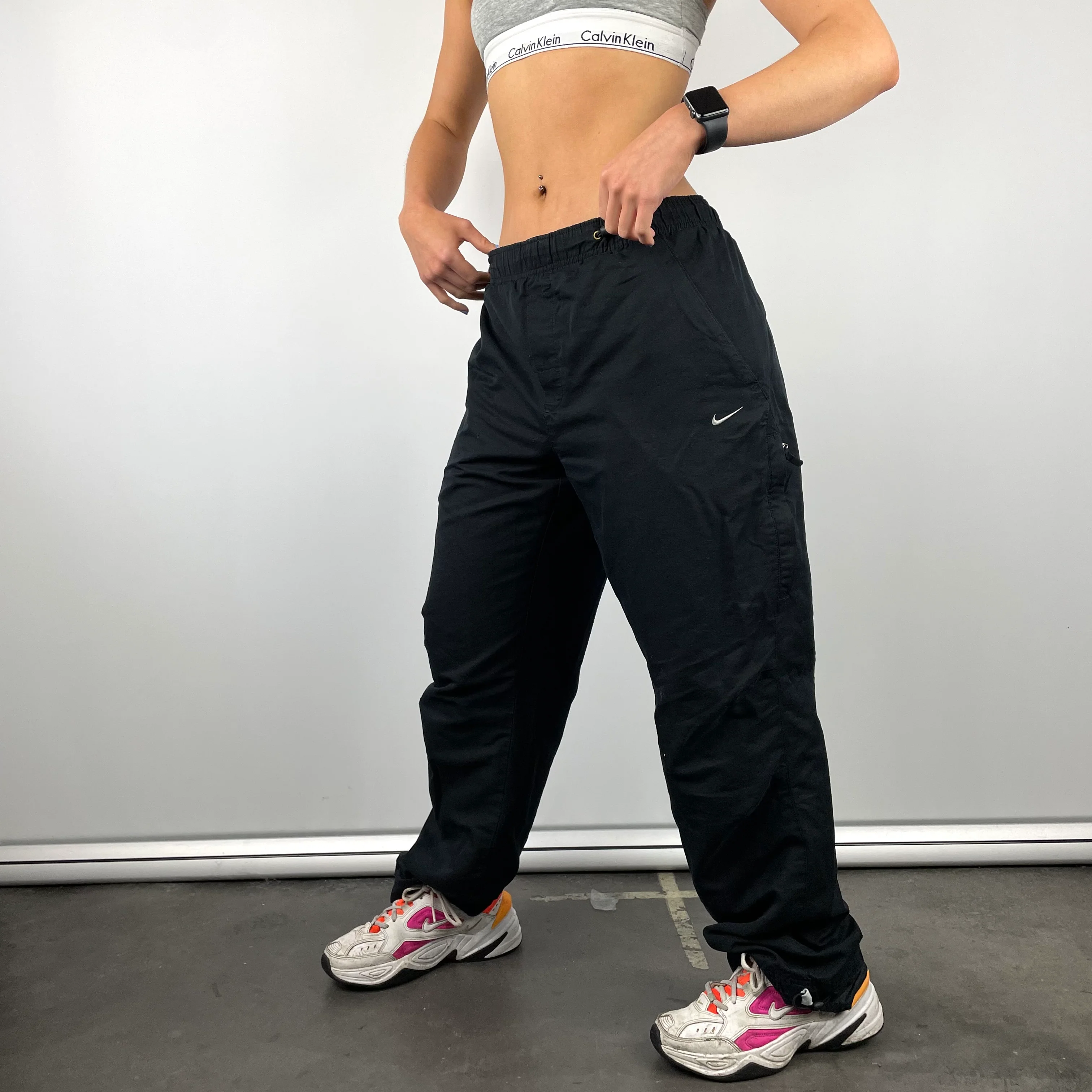 Nike Black Embroidered Swoosh Track Pants (S) - Image 7
