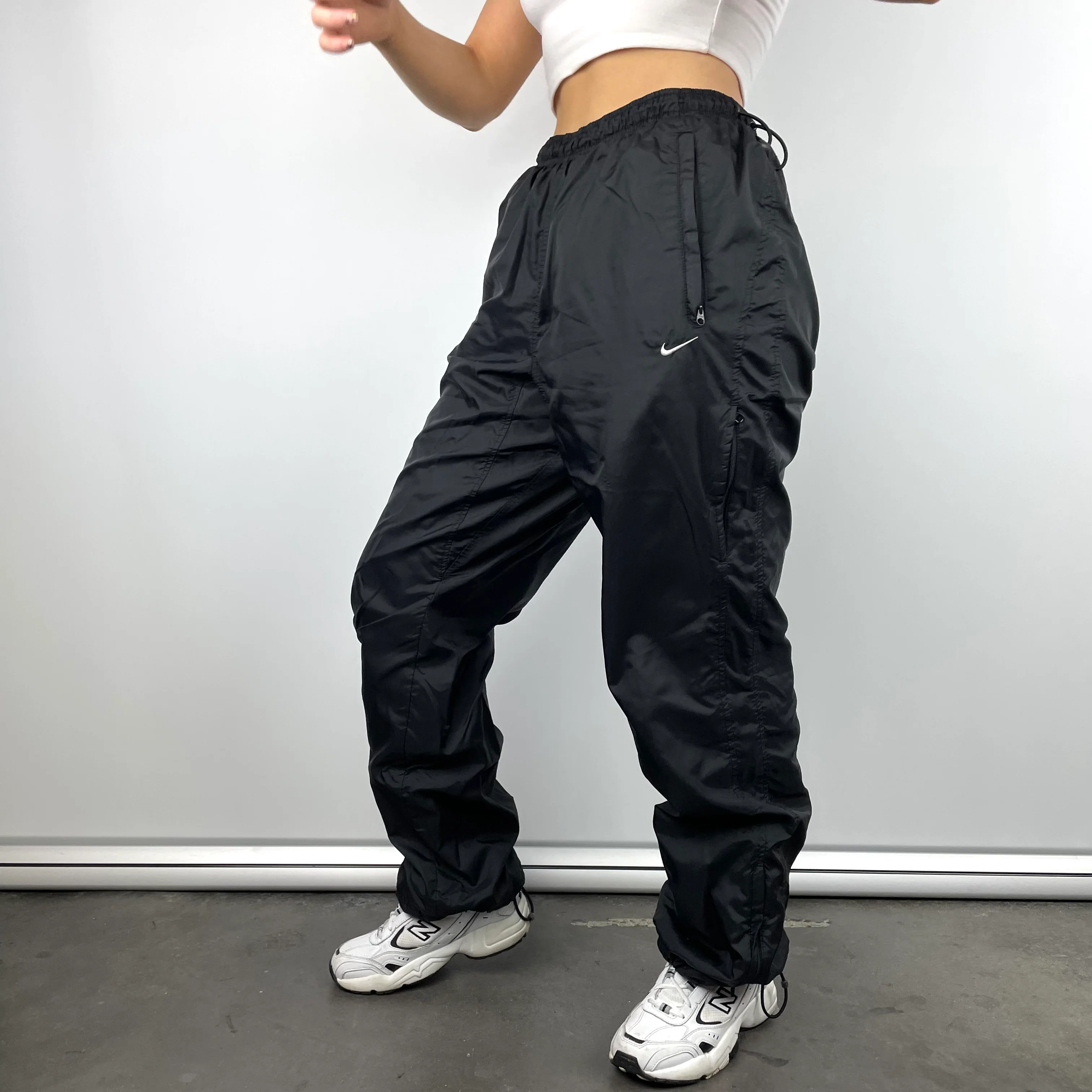 Nike Black Embroidered Swoosh Track Pants (L) - Image 3