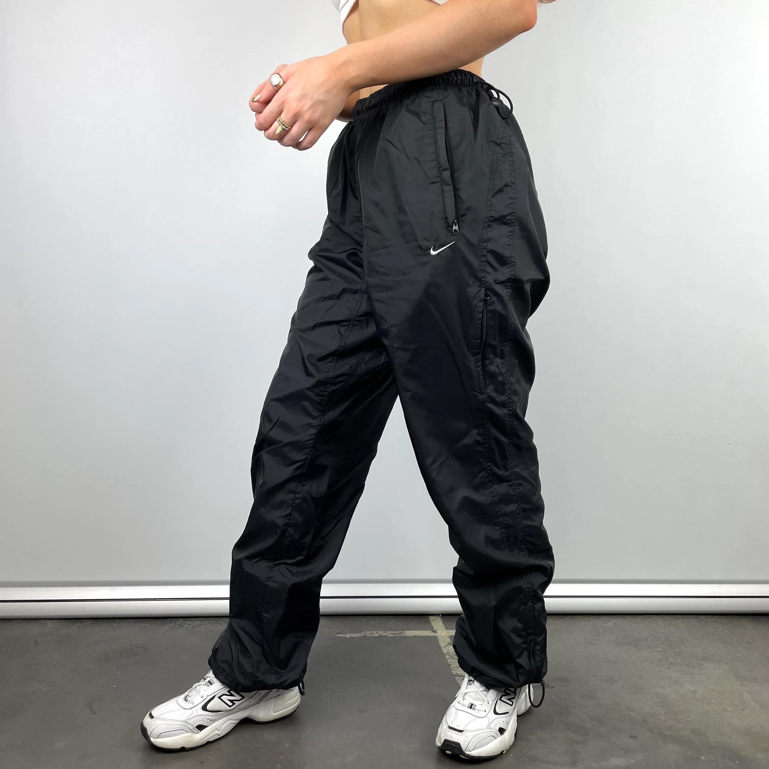 Nike Black Embroidered Swoosh Track Pants (L) - Image 4
