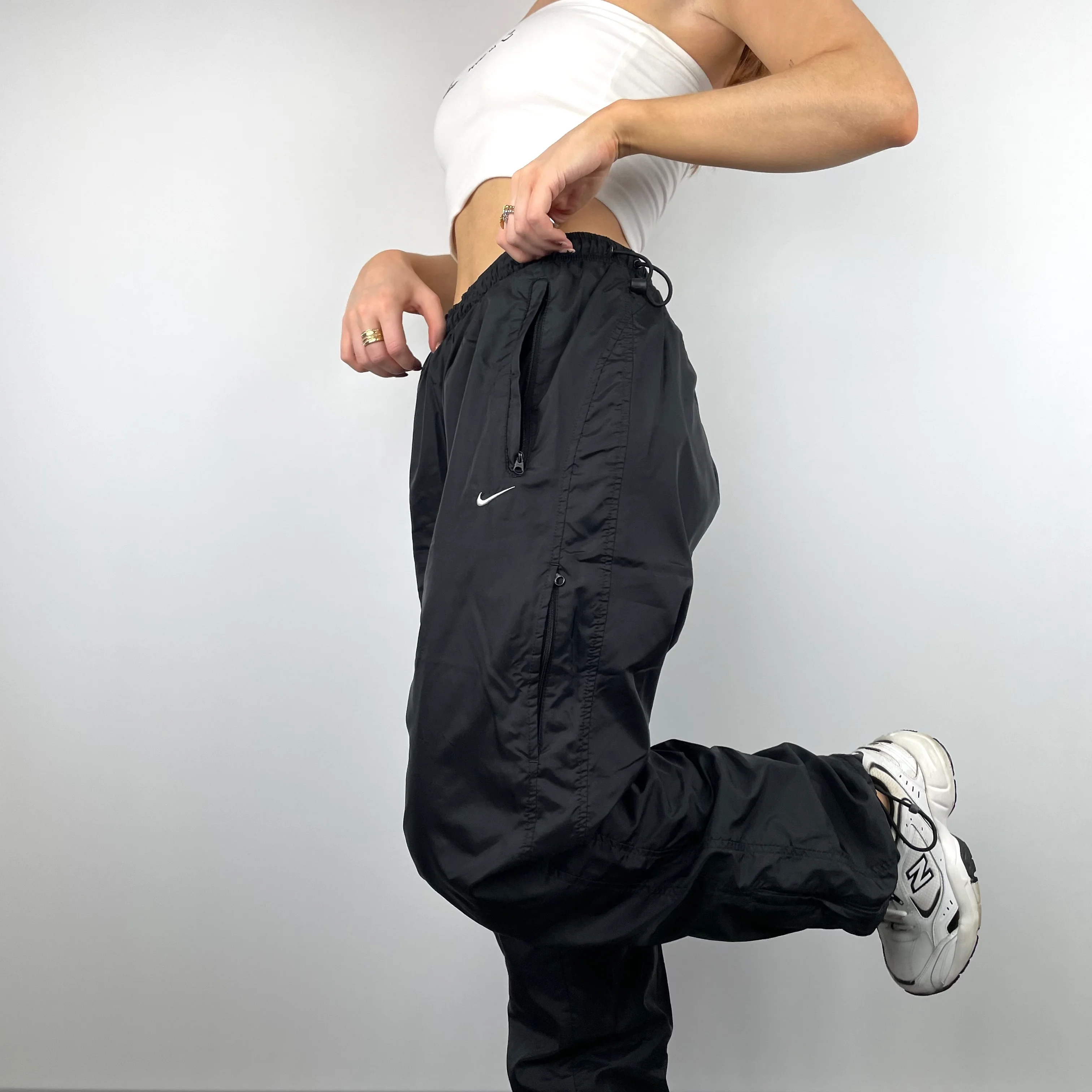 Nike Black Embroidered Swoosh Track Pants (L) - Image 5