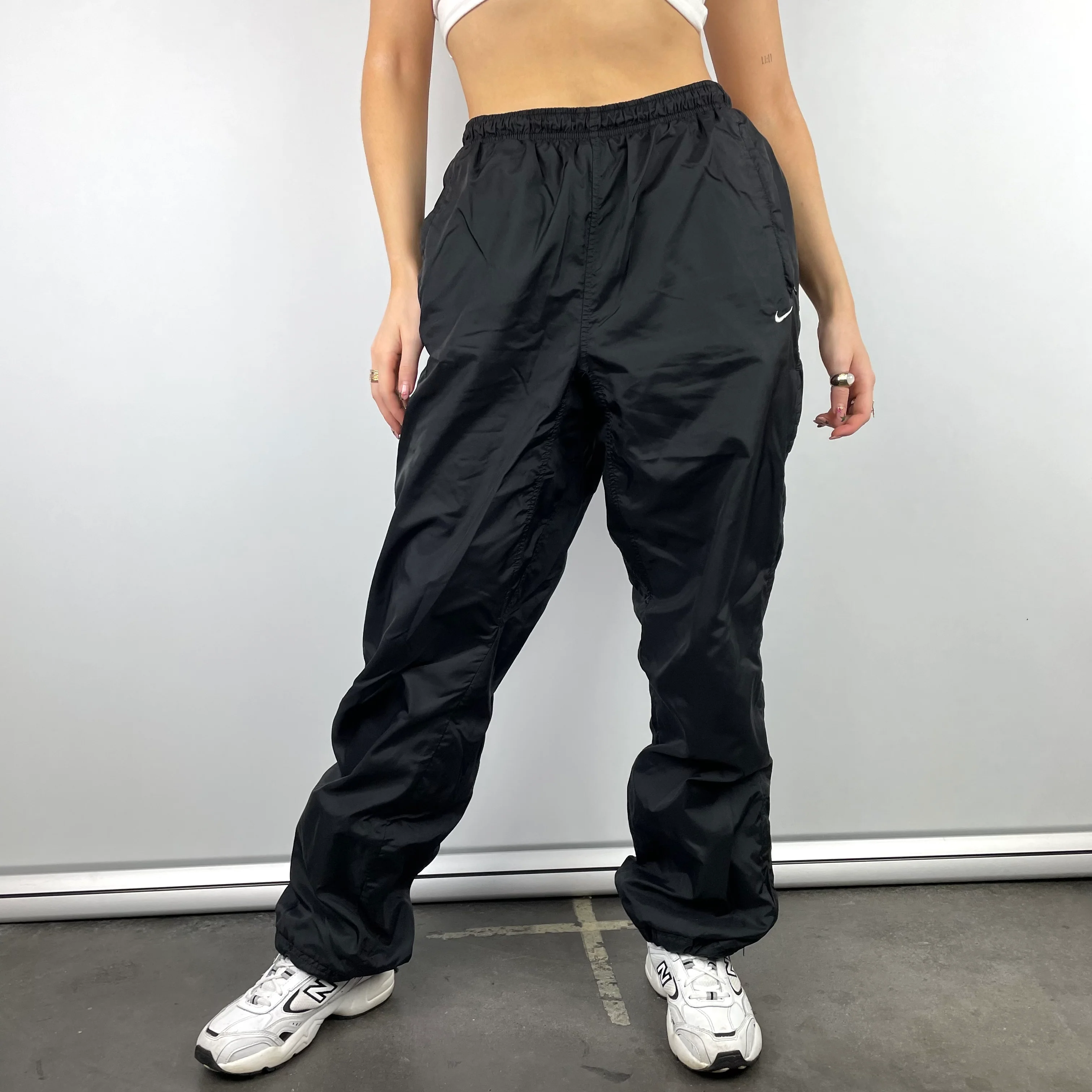 Nike Black Embroidered Swoosh Track Pants (L) - Image 6