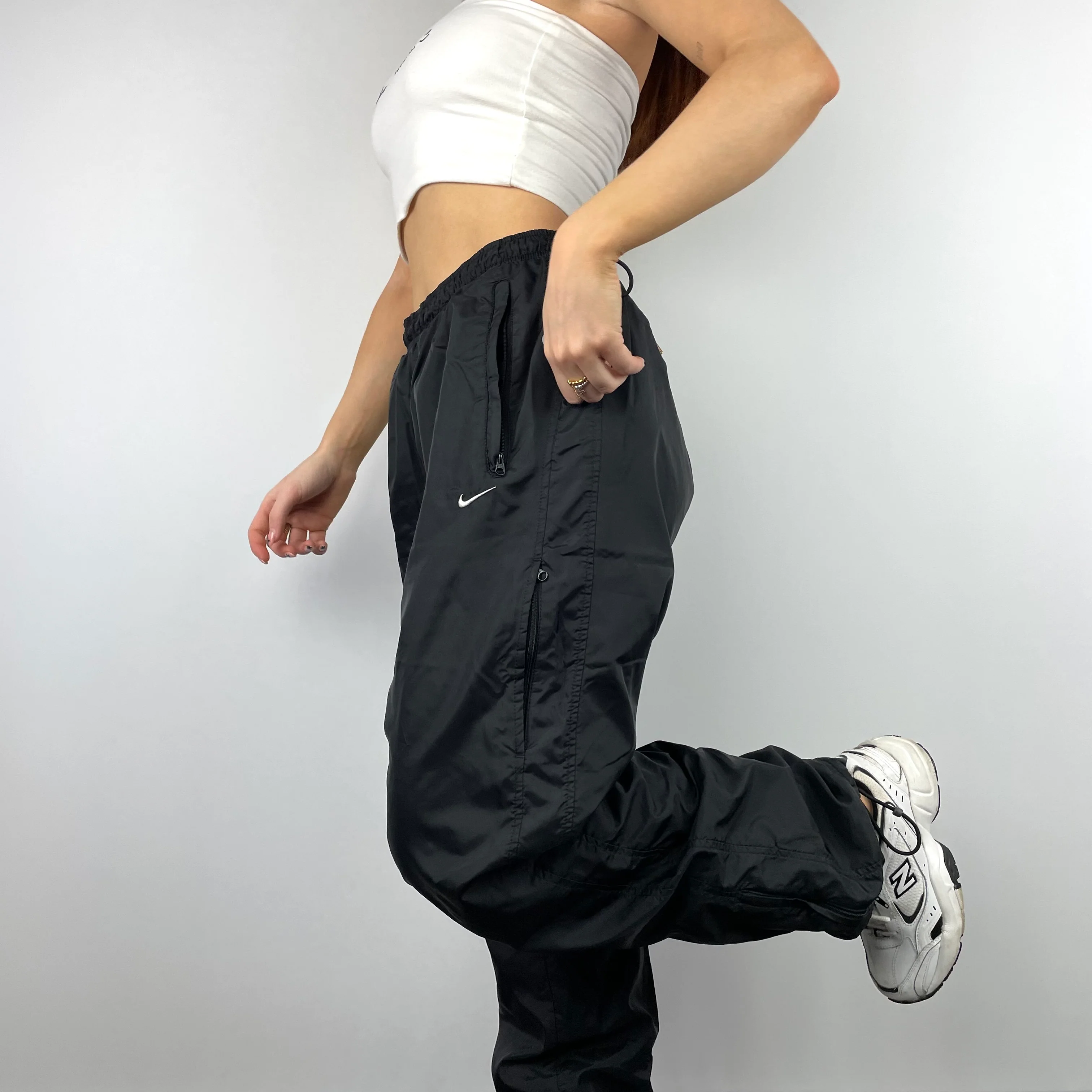 Nike Black Embroidered Swoosh Track Pants (L) - Image 7