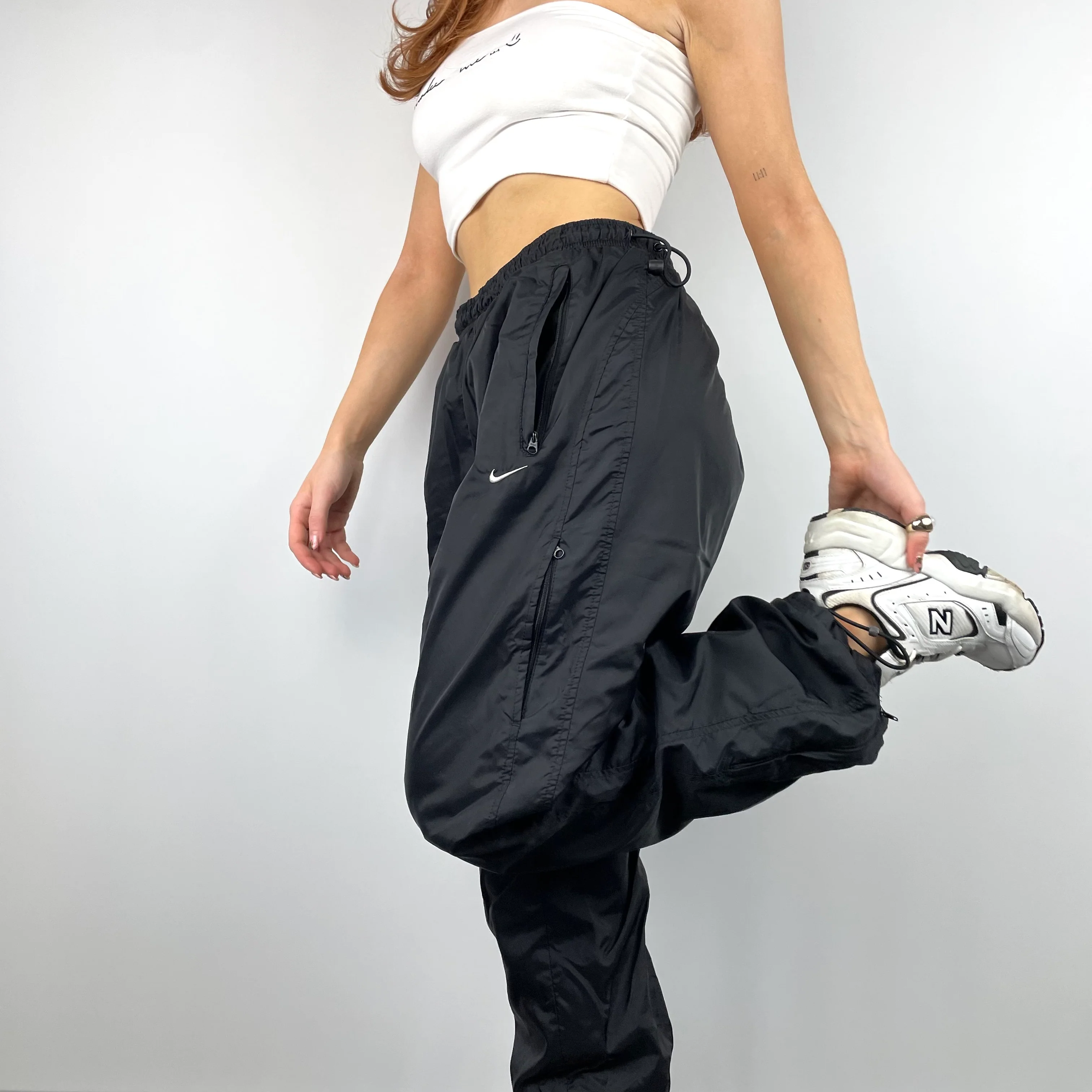 Nike Black Embroidered Swoosh Track Pants (L) - Image 8