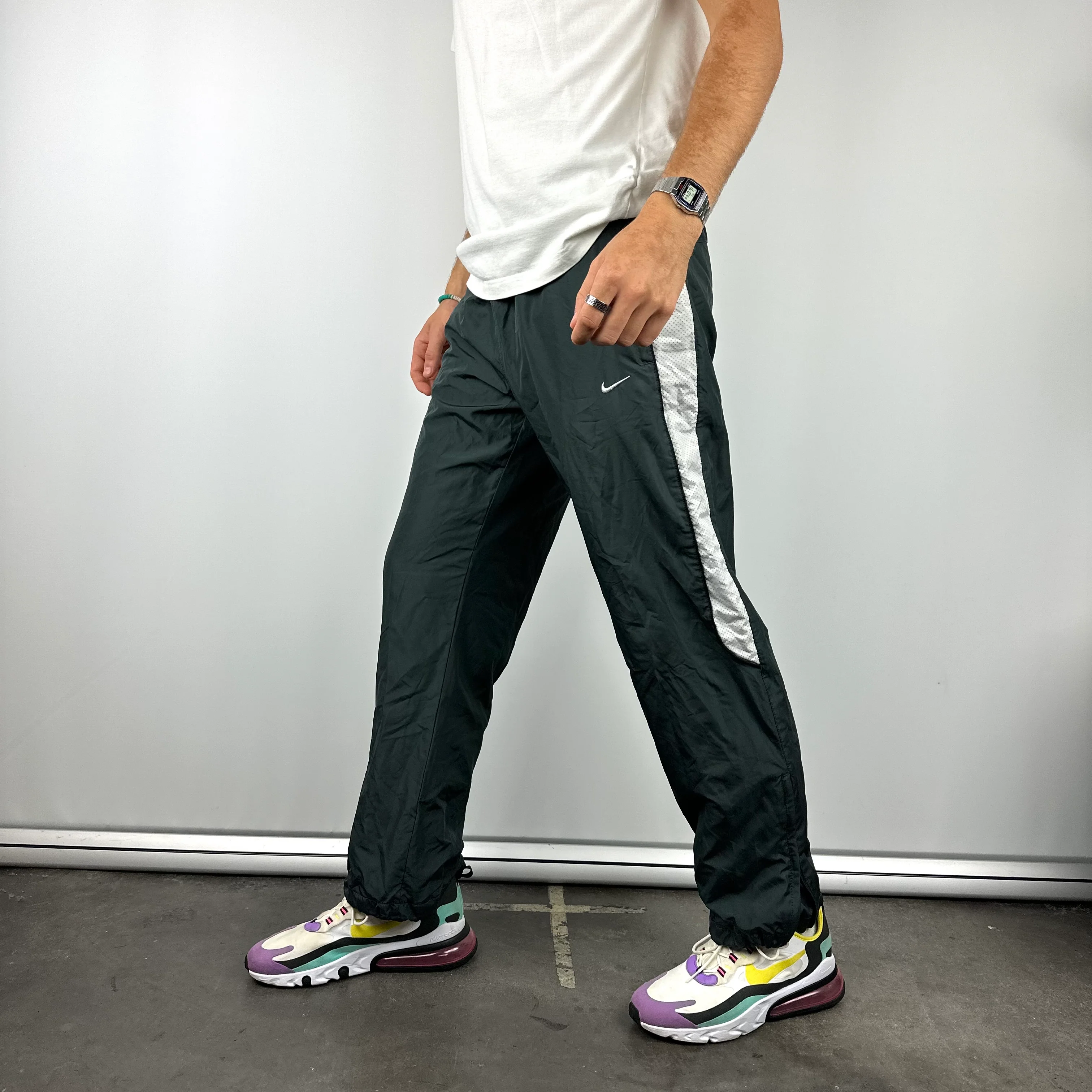 Nike Grey Embroidered Swoosh Track Pants (M) - Image 5
