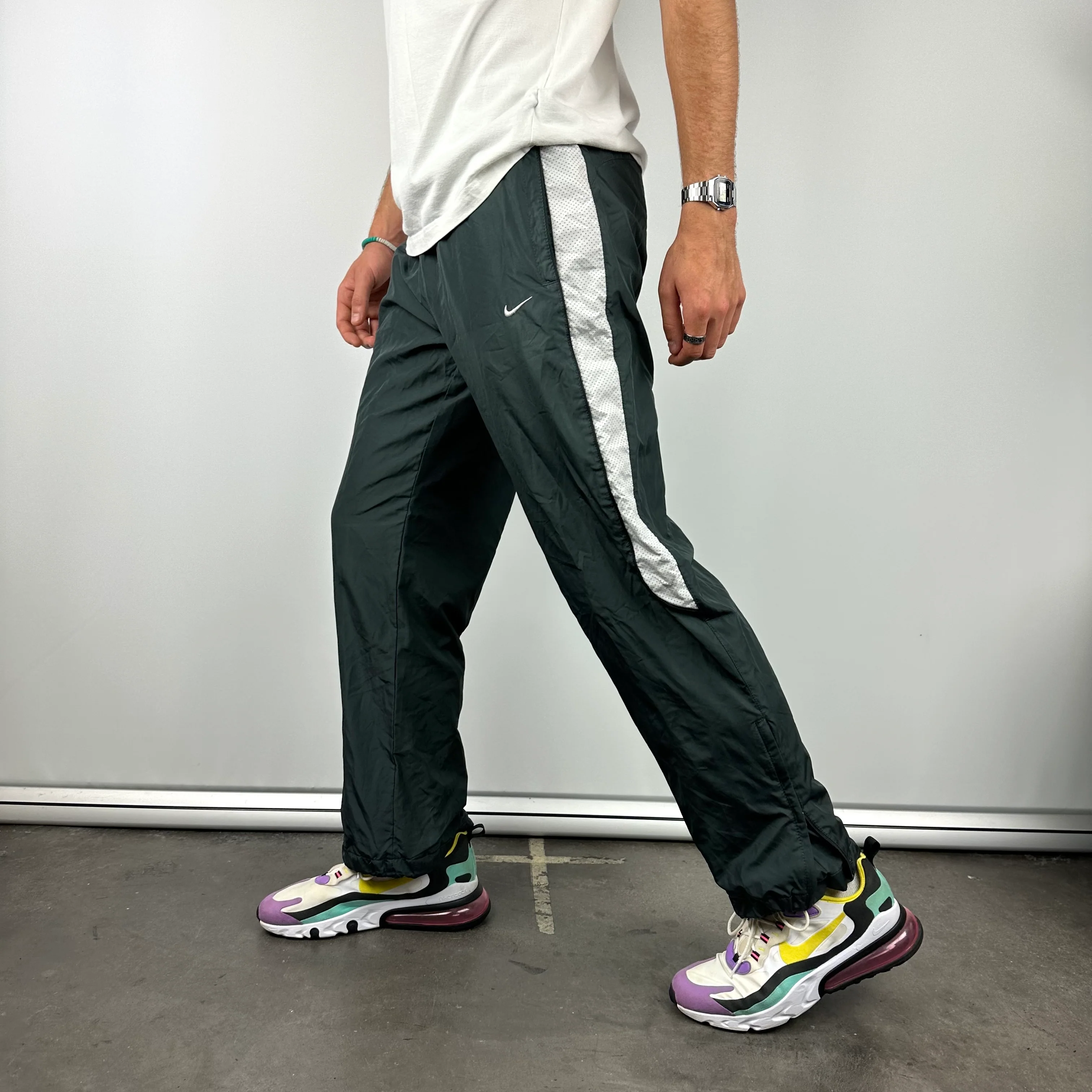 Nike Grey Embroidered Swoosh Track Pants (M) - Image 6