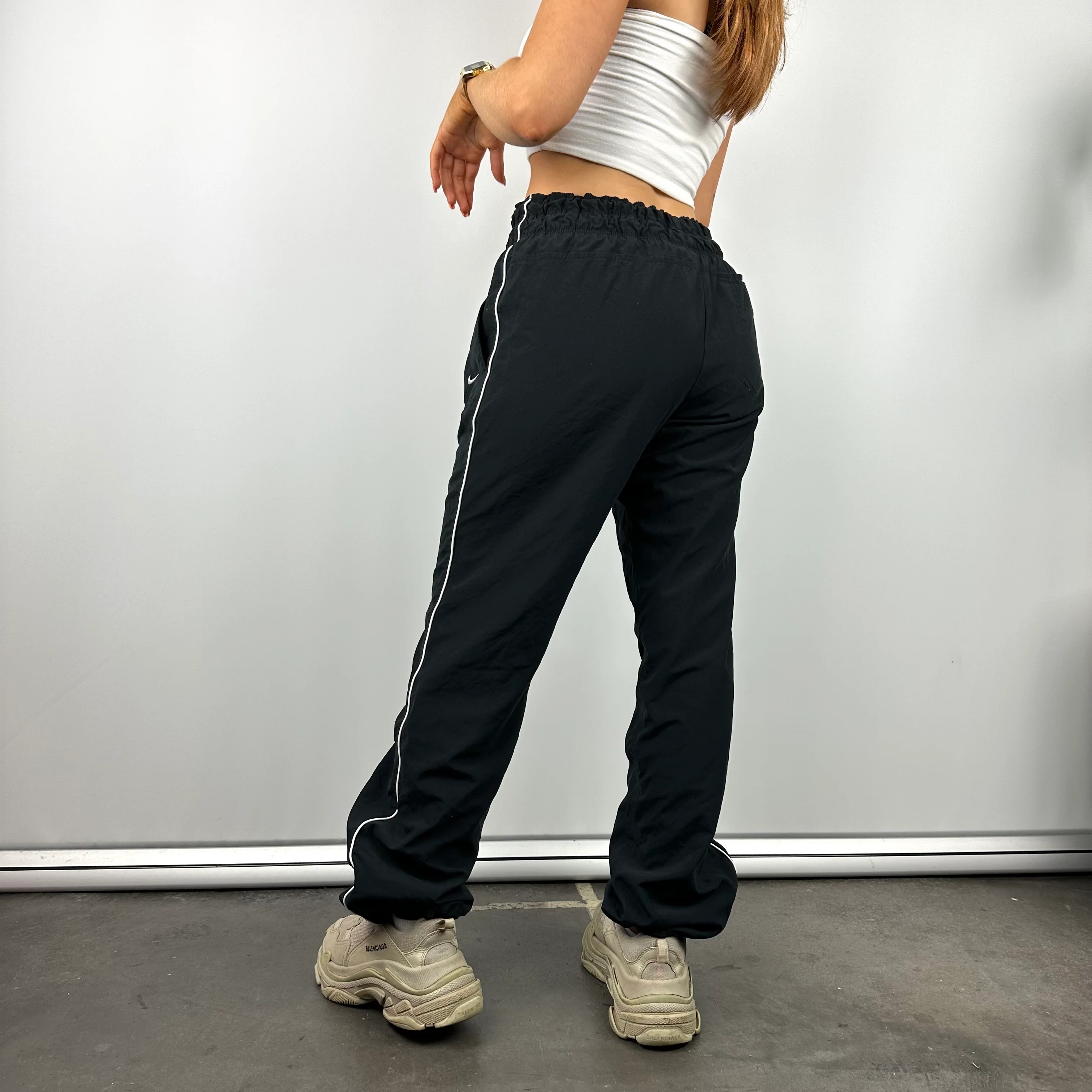 Nike Black Embroidered Swoosh Track Pants (L) - Image 4