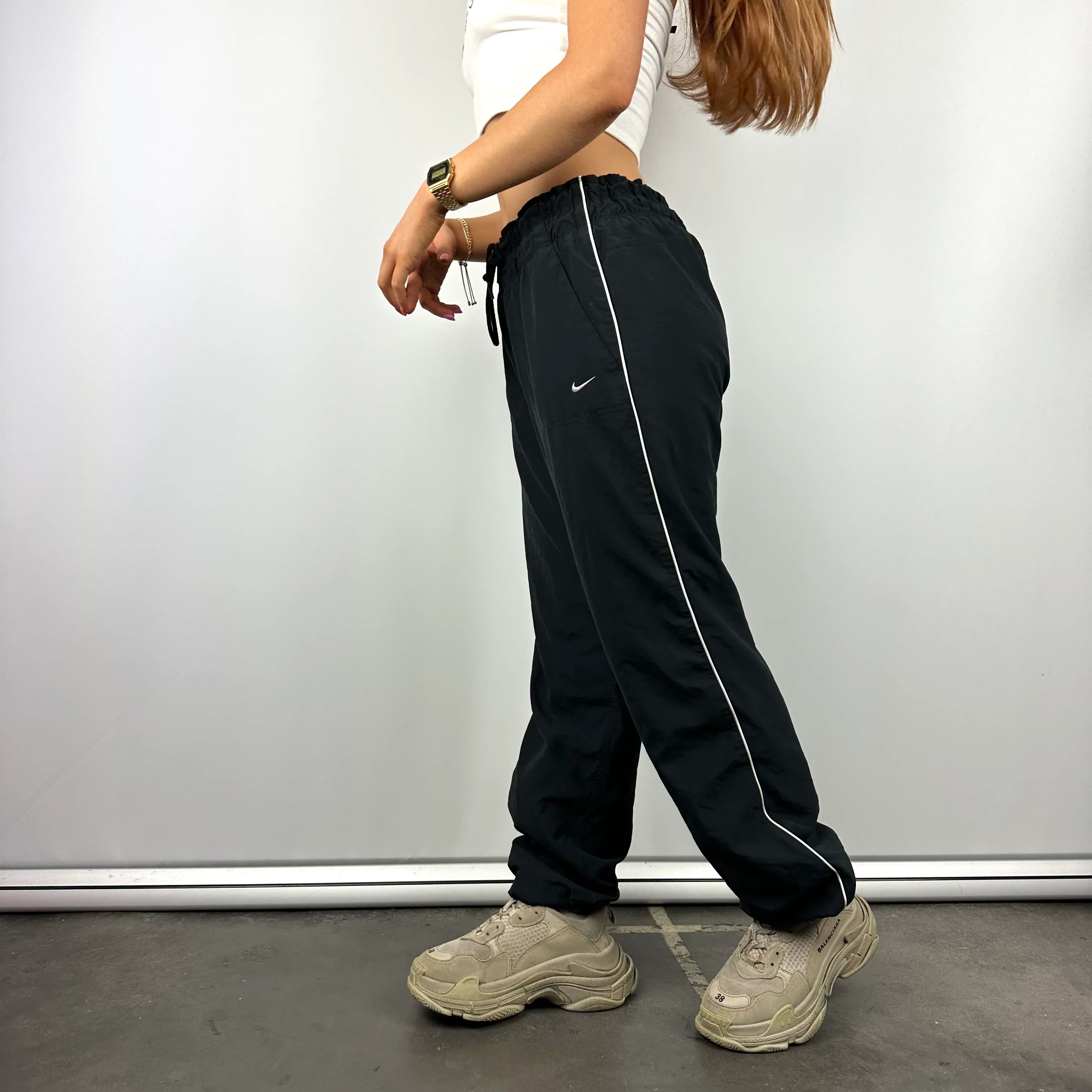 Nike Black Embroidered Swoosh Track Pants (L) - Image 5