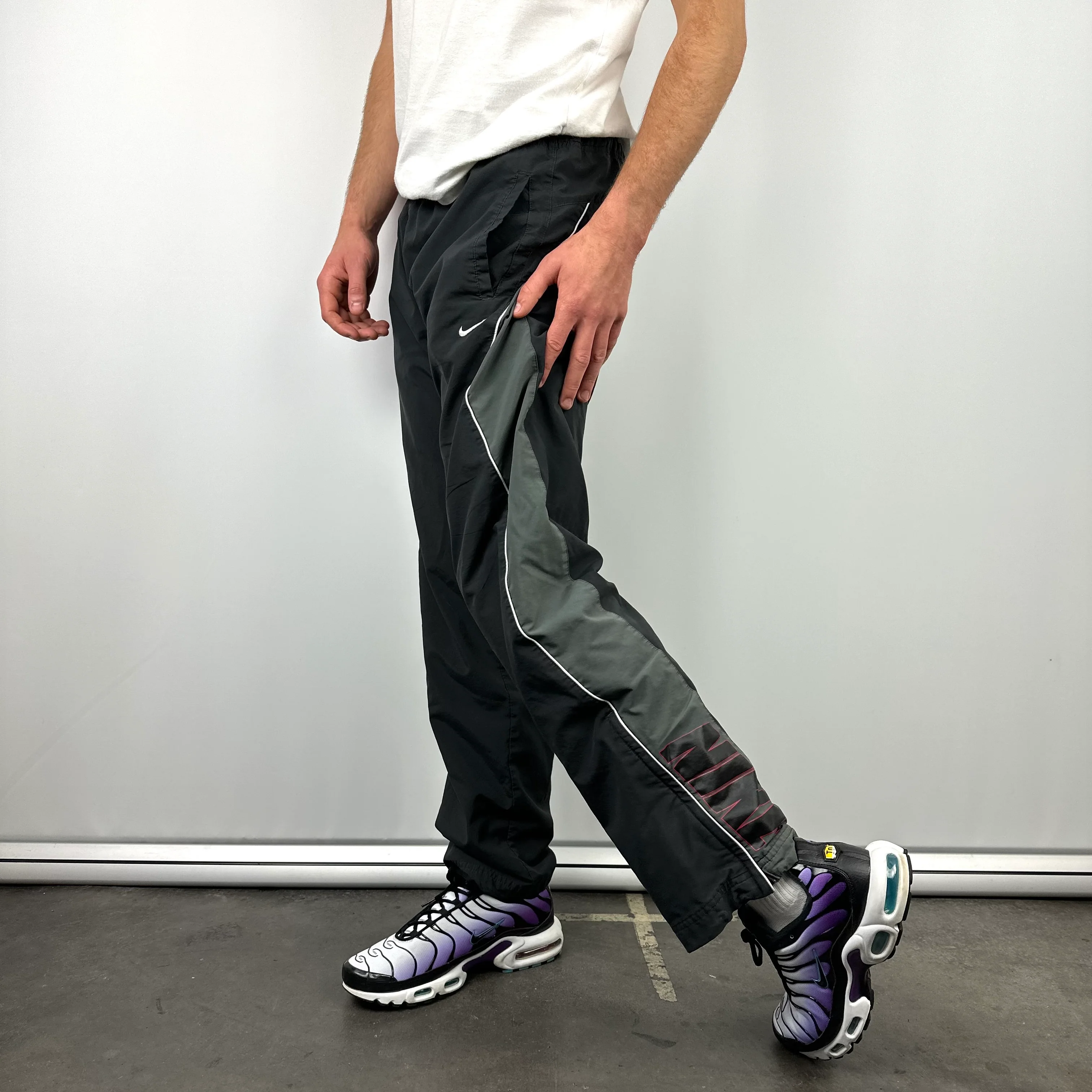 Nike Black Embroidered Swoosh Track Pants (M) - Image 3