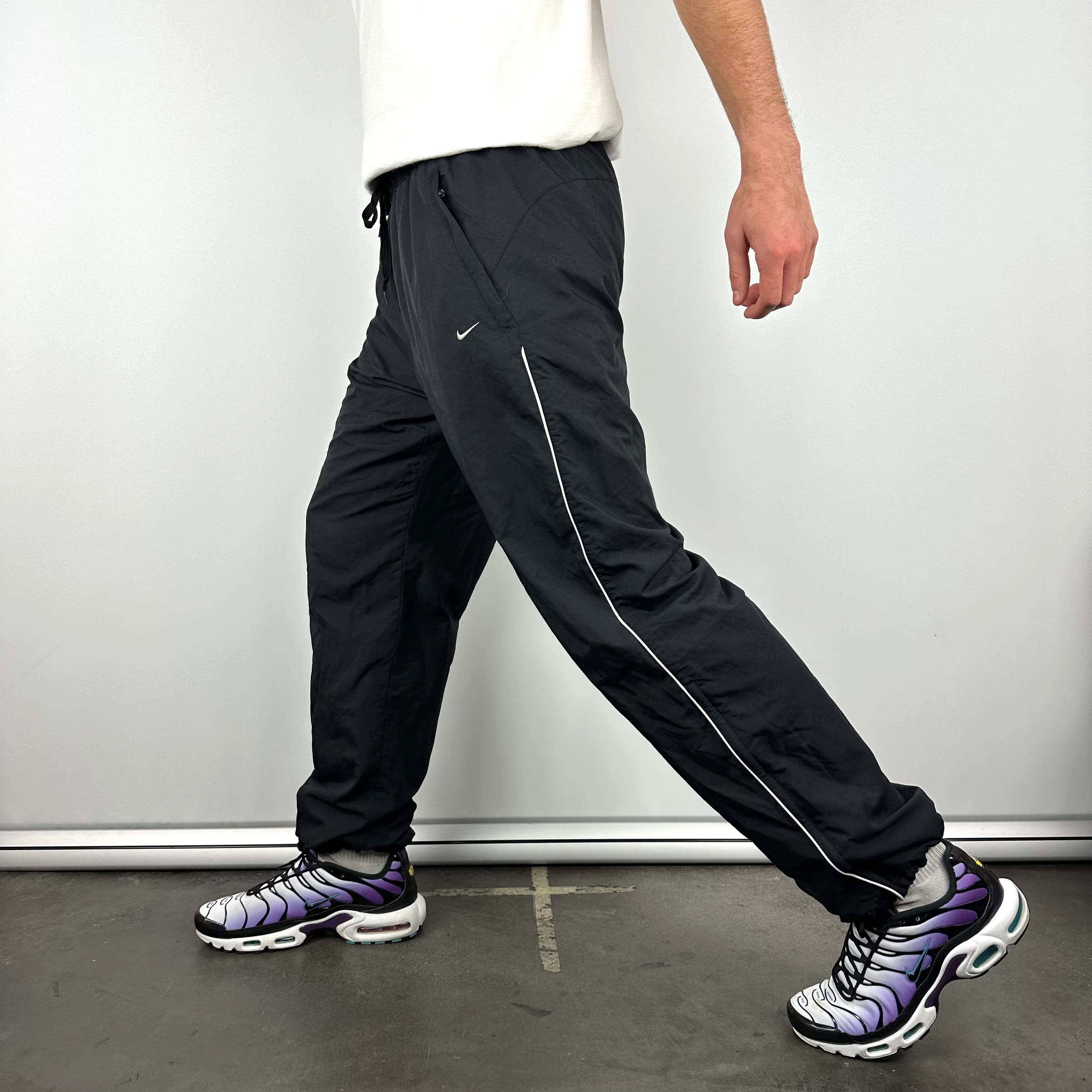 Nike Black Embroidered Swoosh Track Pants (L) - Image 2