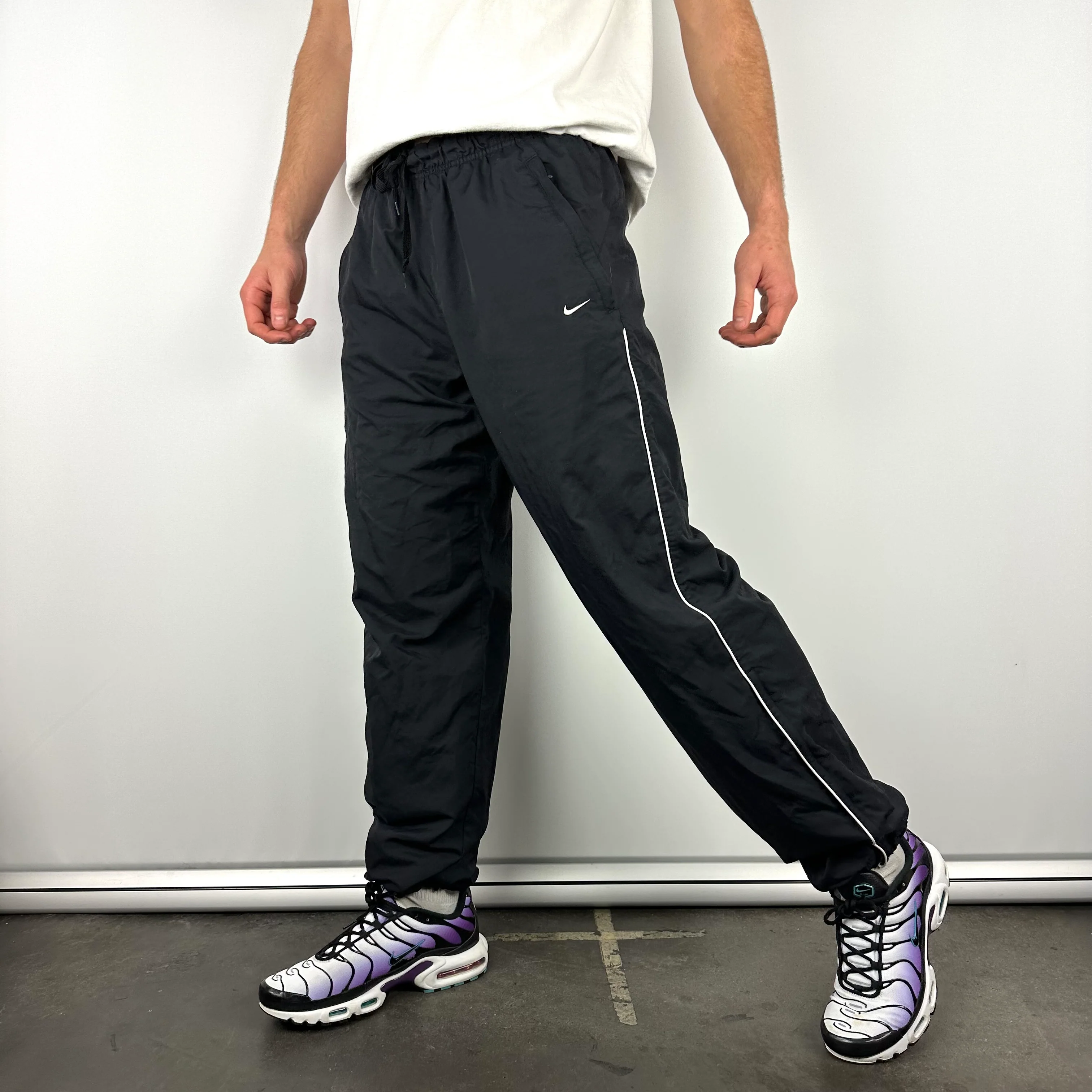 Nike Black Embroidered Swoosh Track Pants (L) - Image 5