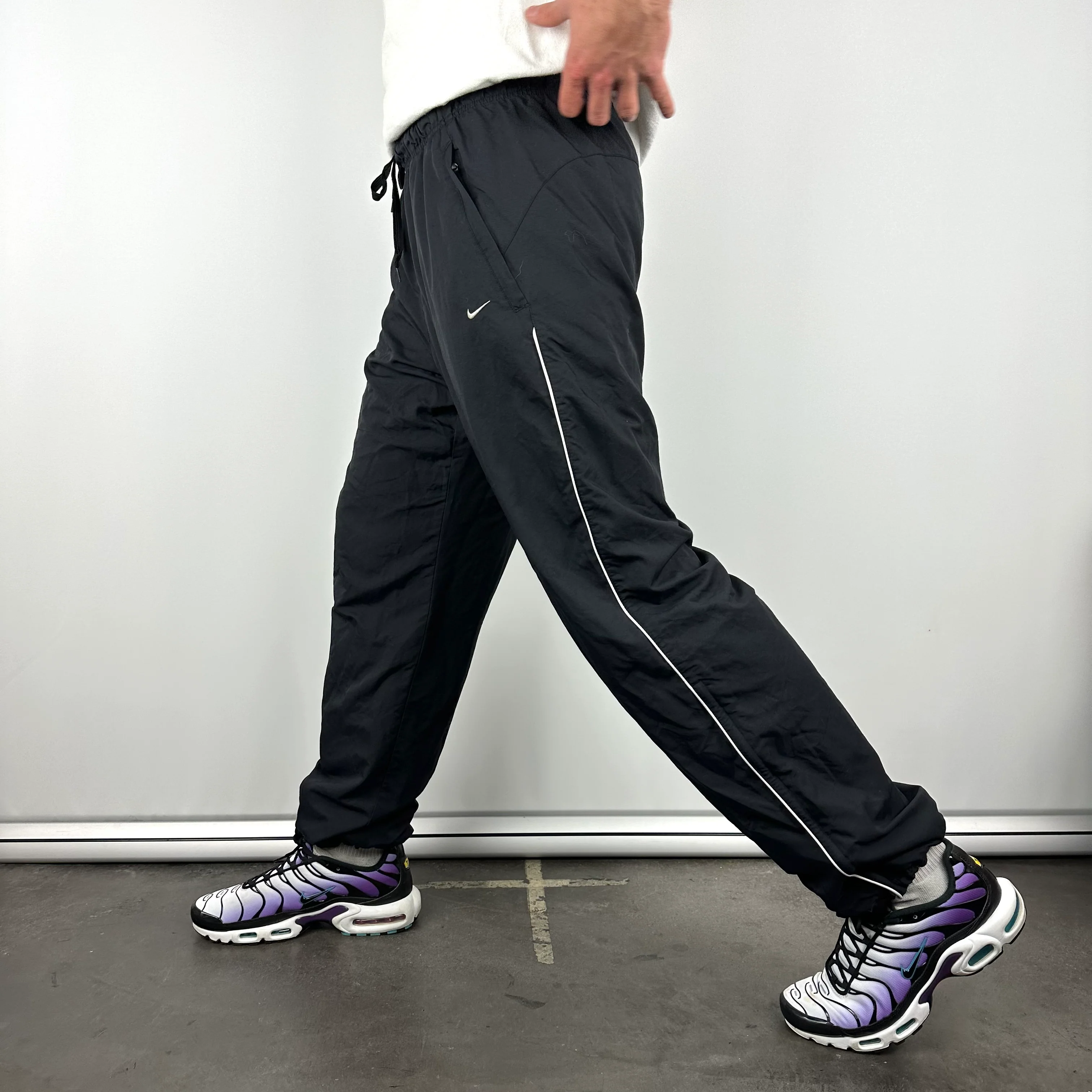 Nike Black Embroidered Swoosh Track Pants (L) - Image 6