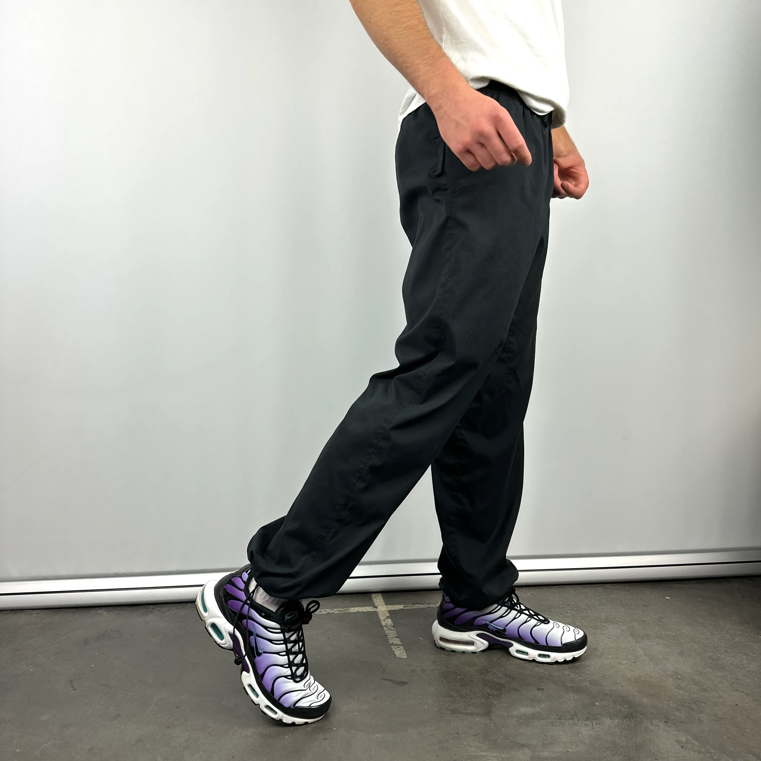 Nike Black Embroidered Swoosh Track Pants (L) - Image 2